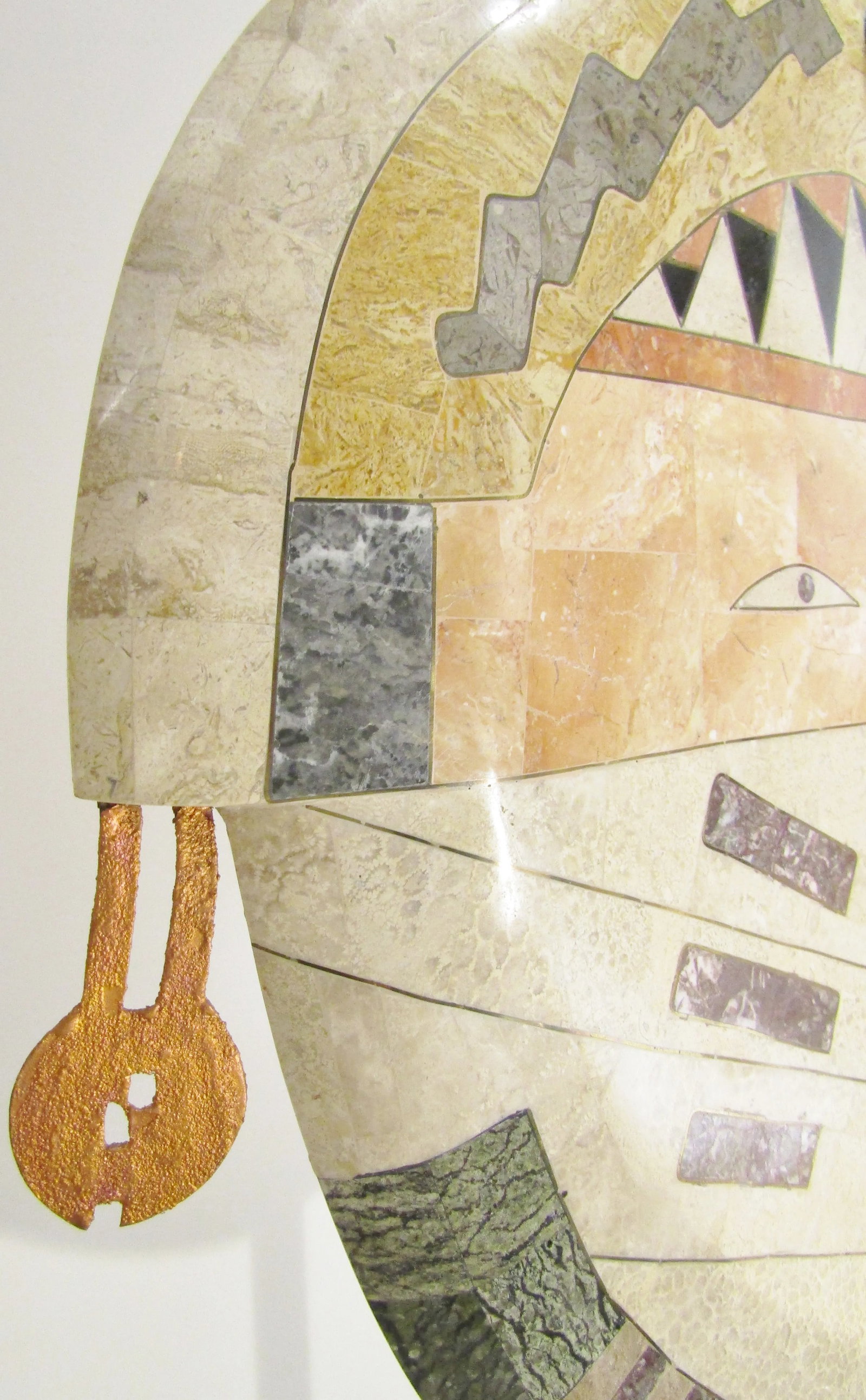 Modern Tessellated Stone and Brass Inlaid Face Sculpture Joseph De Castro - 3