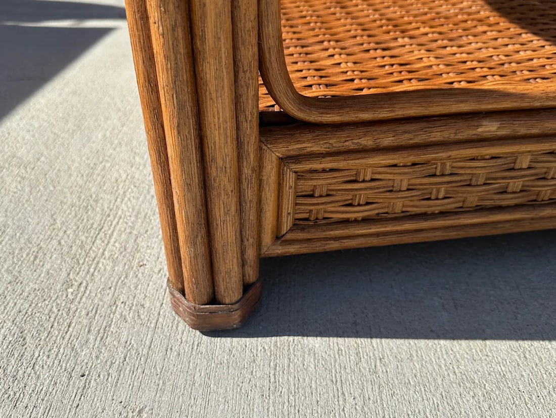 Bent Bamboo/Rattan Glass Top Side Table - 10