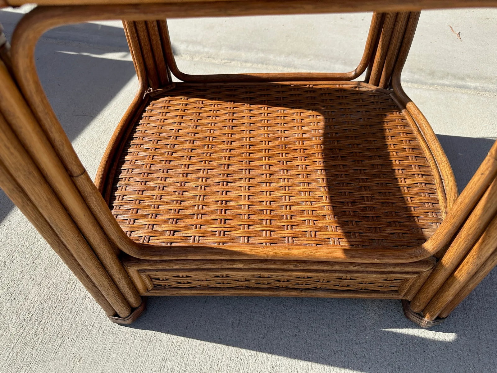 Bent Bamboo/Rattan Glass Top Side Table - 4