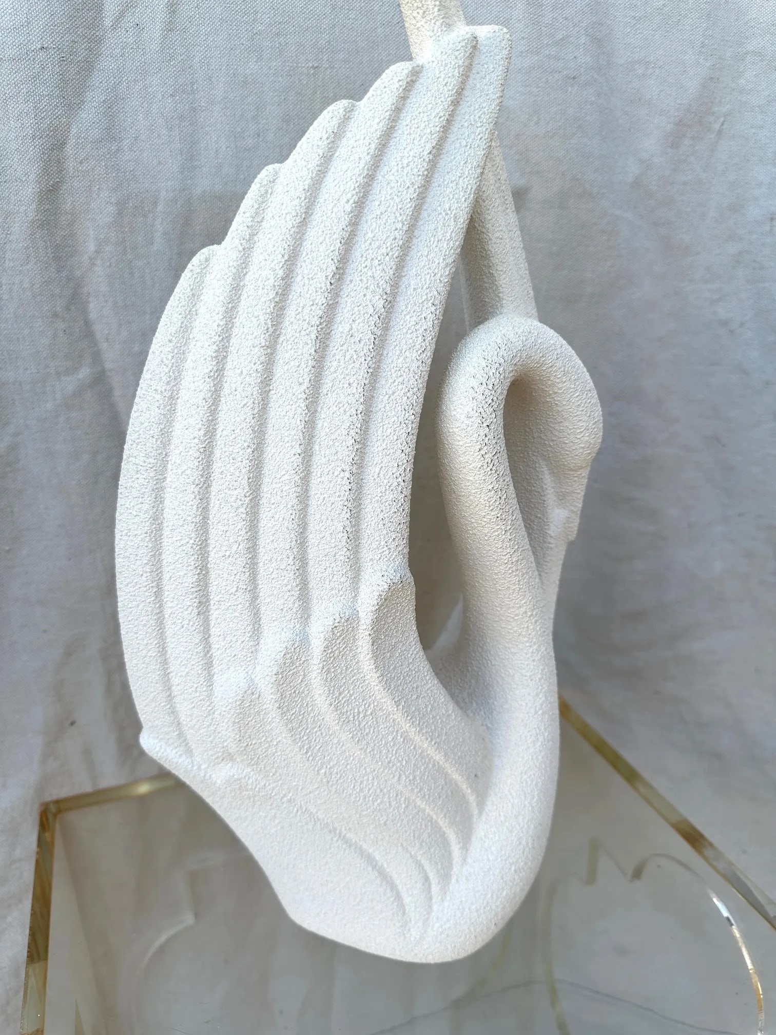 Vintage Textured Plaster Swan by Haeger - 3