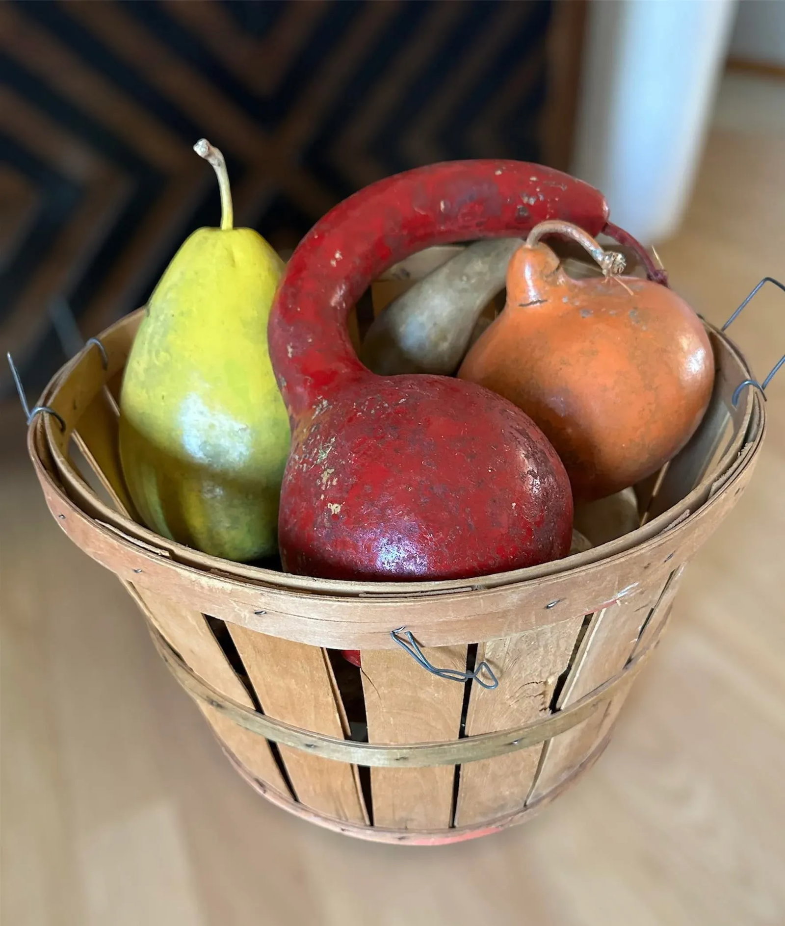 Vintage Painted and Natural Hollow Large Gourds - Set of 4 - 6