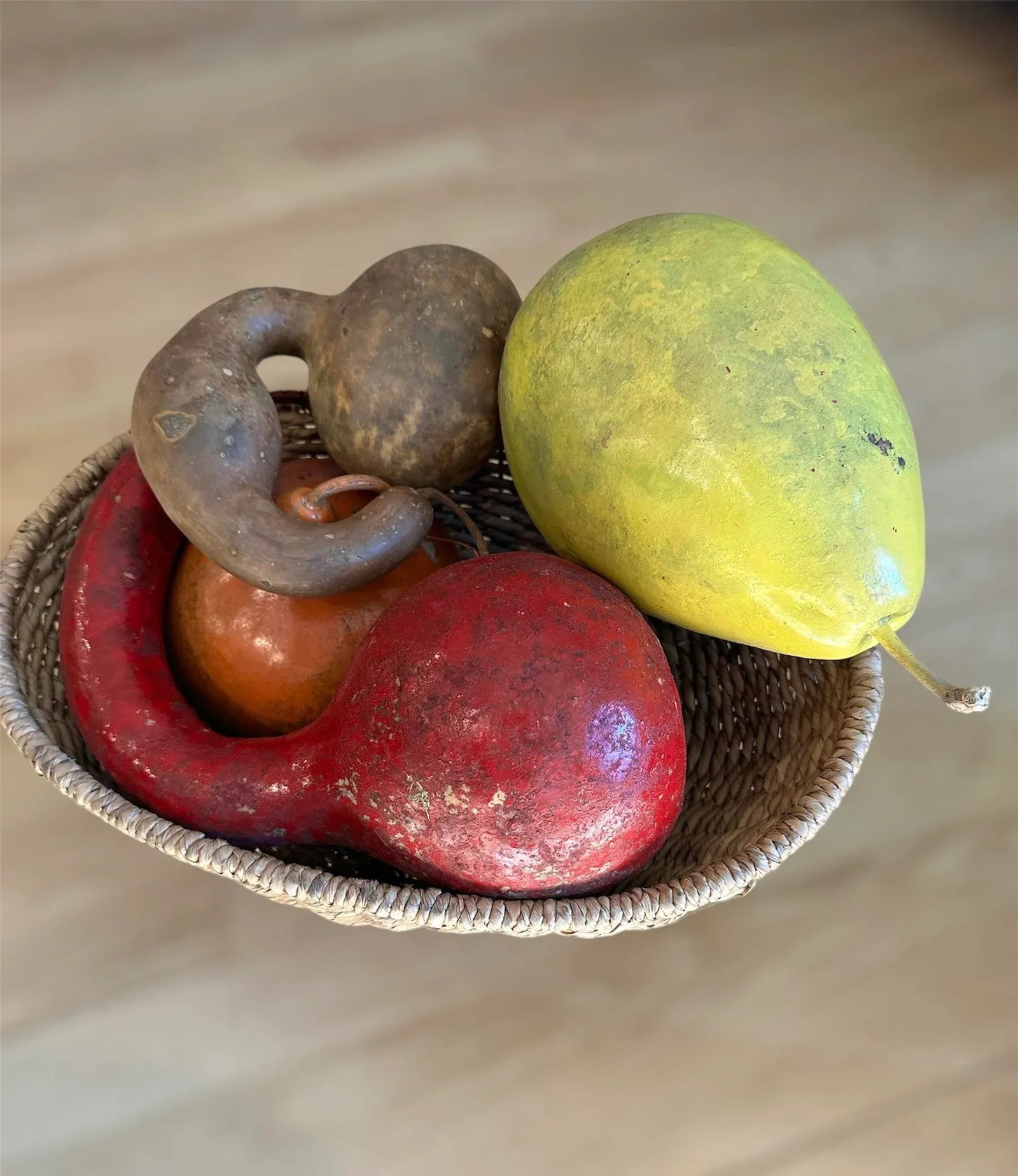 Vintage Painted and Natural Hollow Large Gourds - Set of 4 - 8