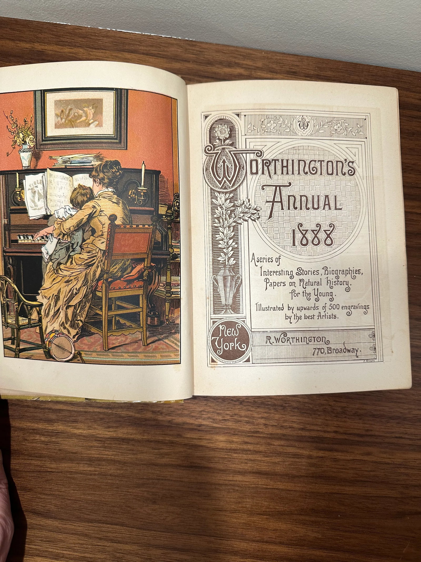 Antique Hardcover Book 1888 Worthington's Annual Children's Gift Book Stories Poems Illustration - 2