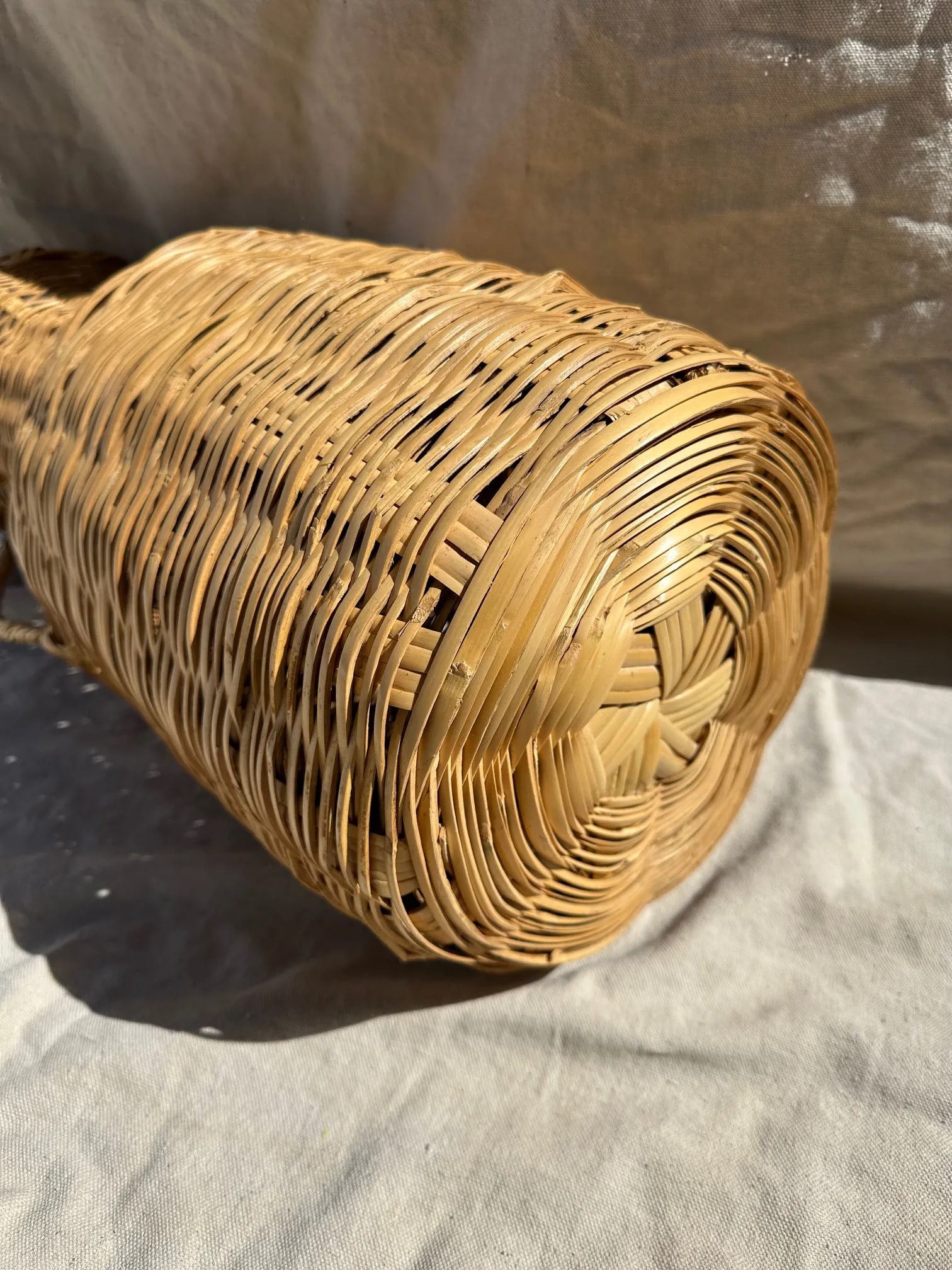 Vintage Split Bamboo/Rattan Floor Vase - 4