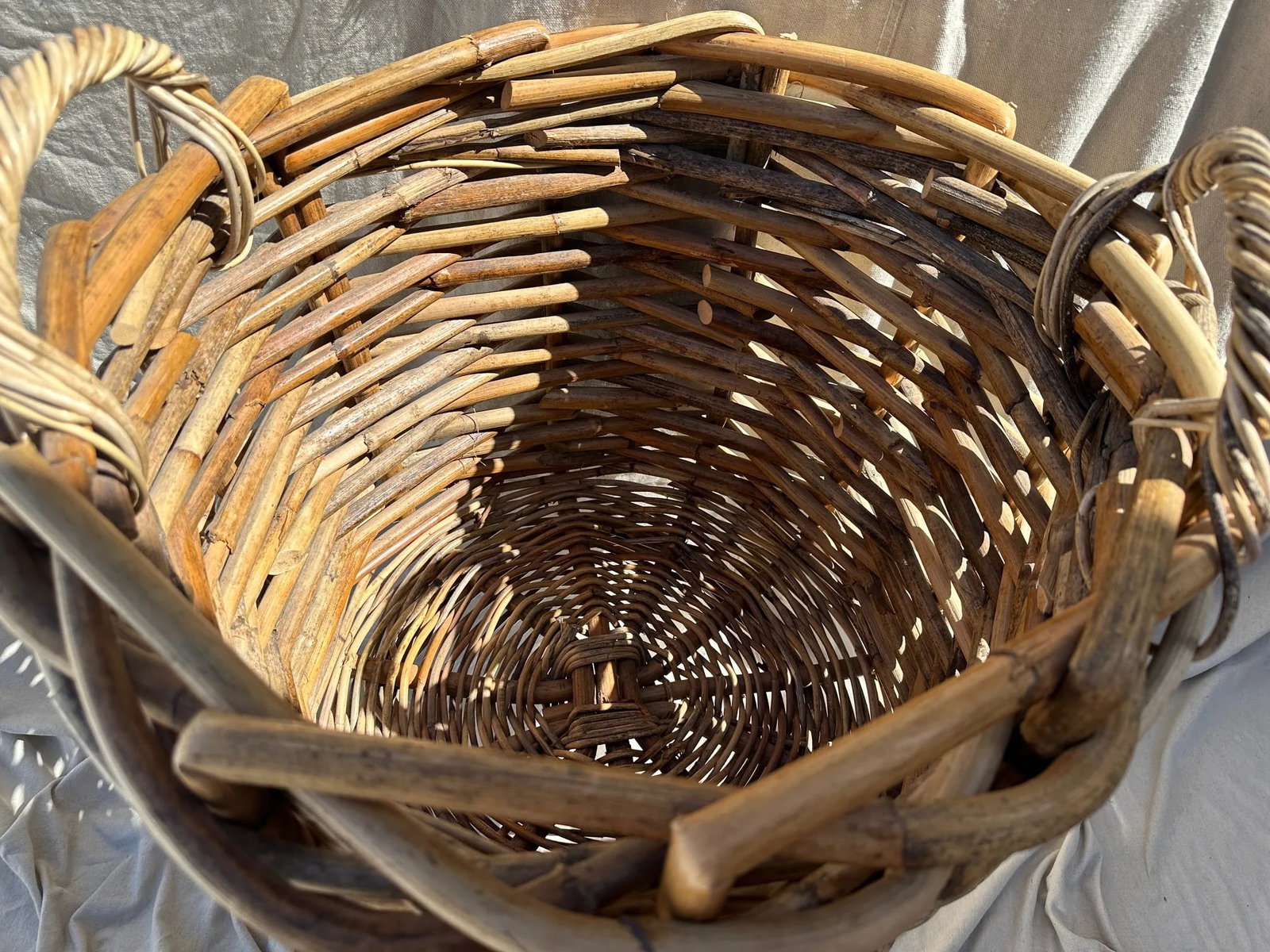 Thick Woven Rattan Handled Basket - 4