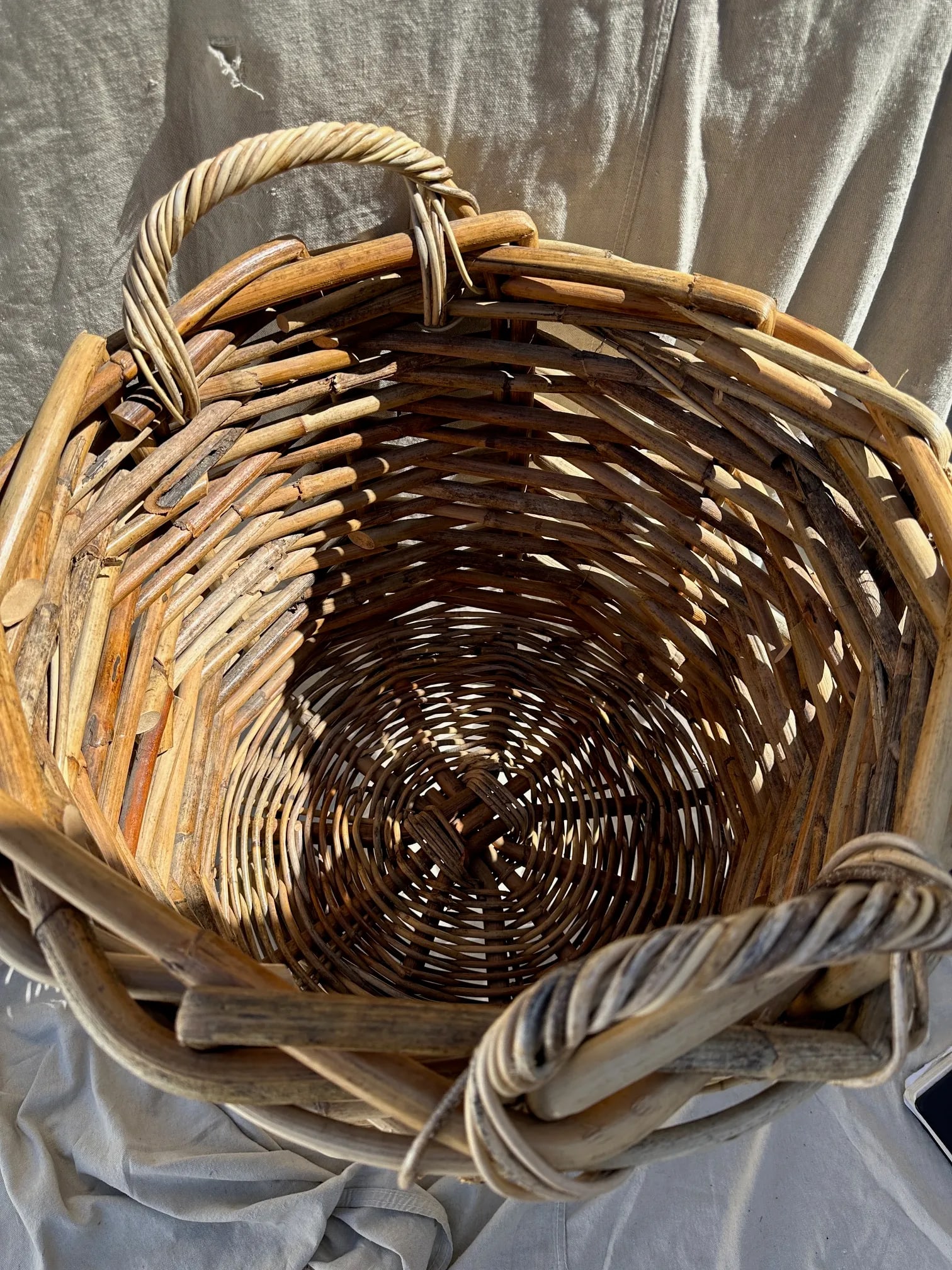 Thick Woven Rattan Handled Basket - 5