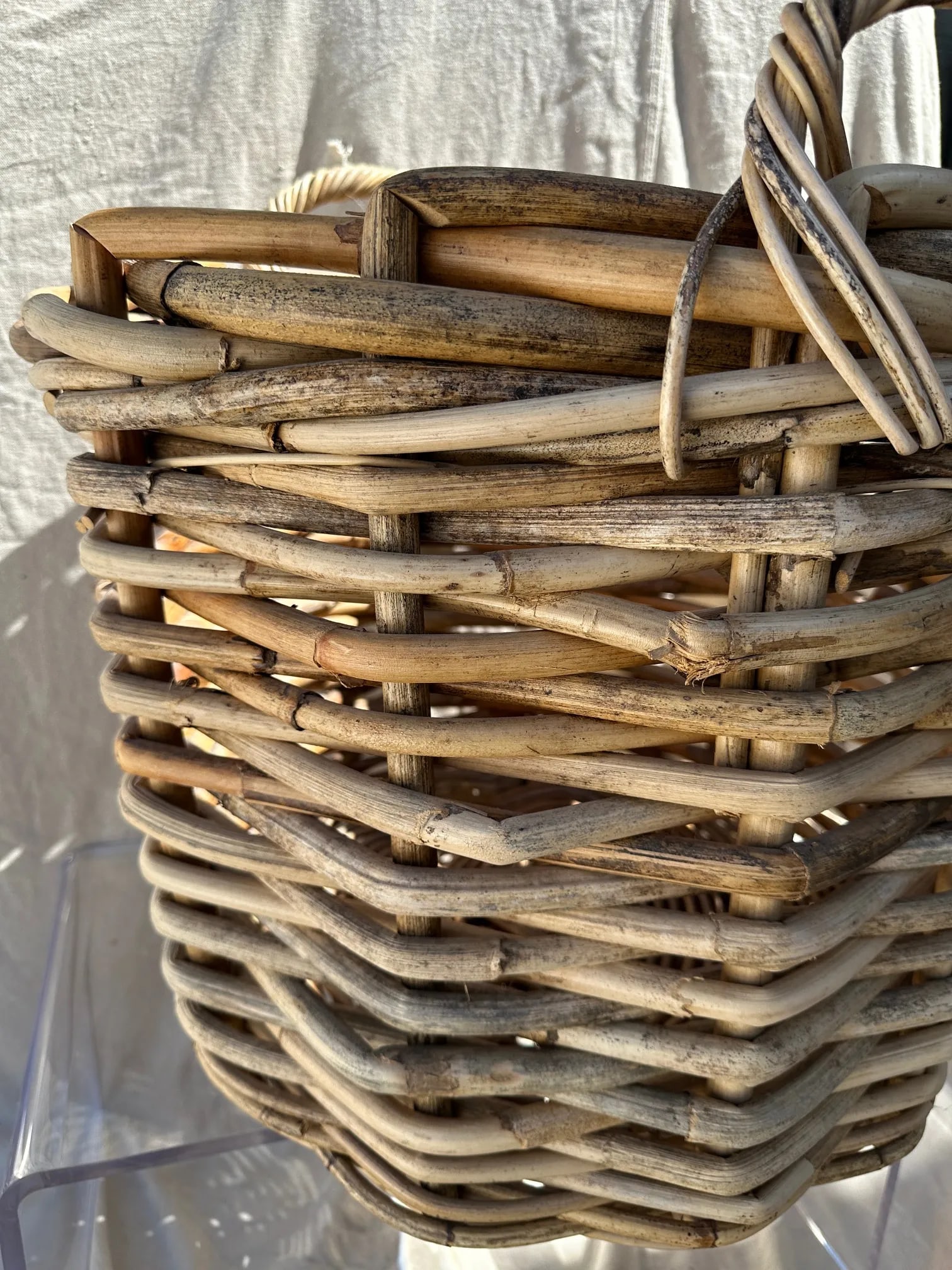 Thick Woven Rattan Handled Basket - 6