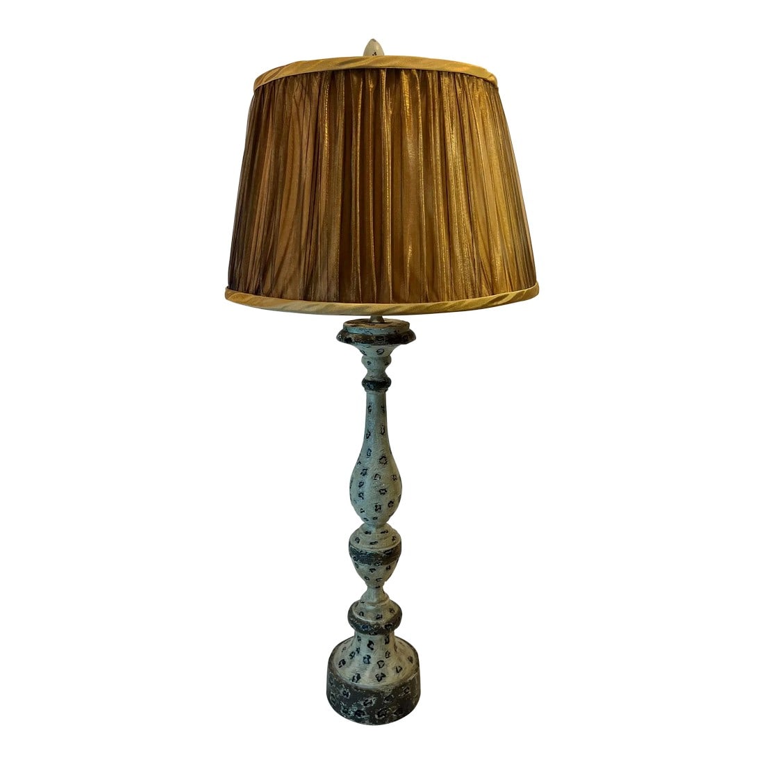 Vintage Aidan Gray Rue Sulpice Table Lamp With Pleated Silk Shade: Introducing the Vintage 2000's Aidan Gray Rue Sulpice Table Lamp, a truly remarkable piece that embodies exquisite quality and craftsmanship. This lamp boasts a unique blend of materials, with a base