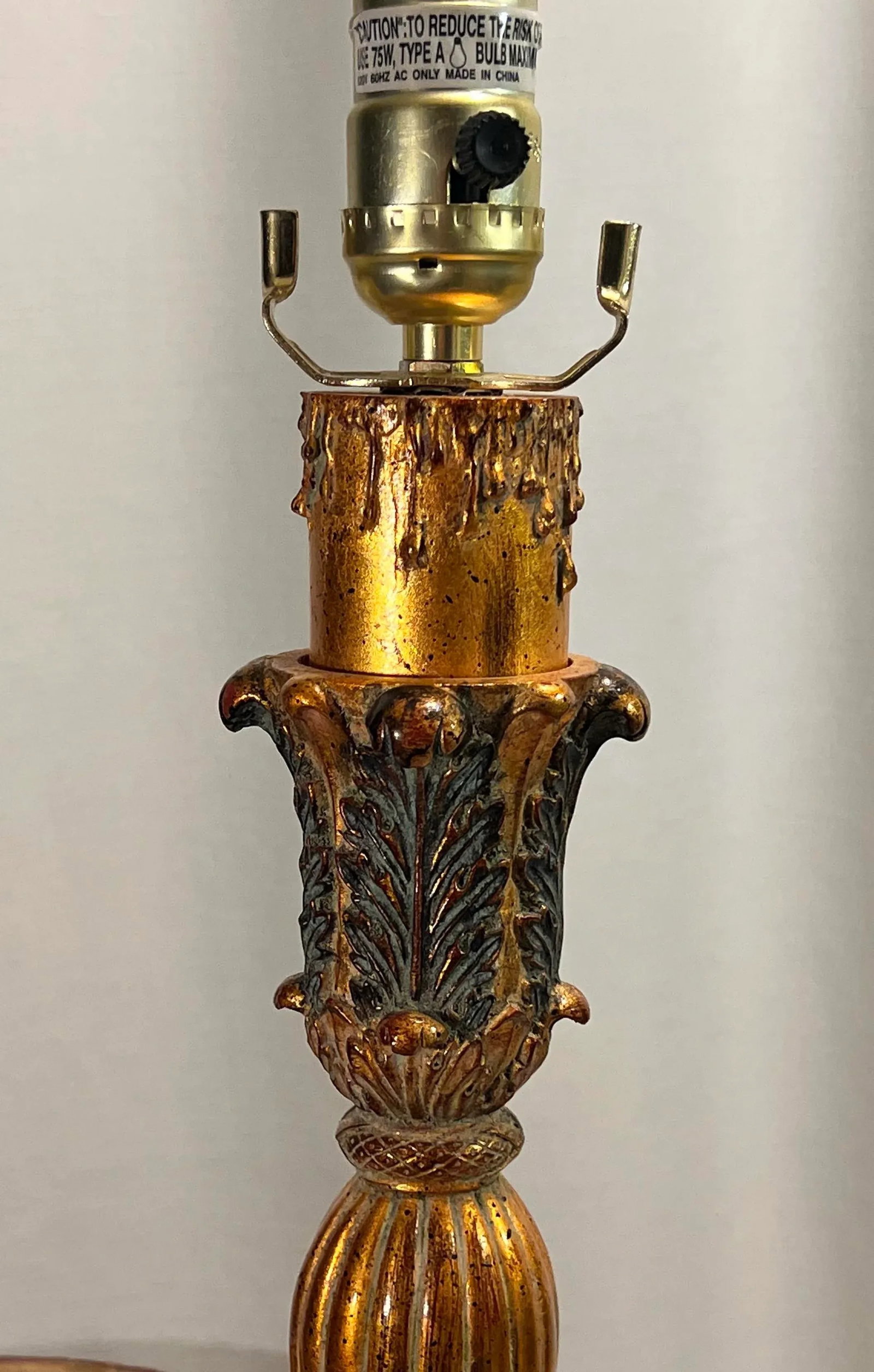 Vintage Regency Gilt Tassel Candlestick Table Lamp - 6