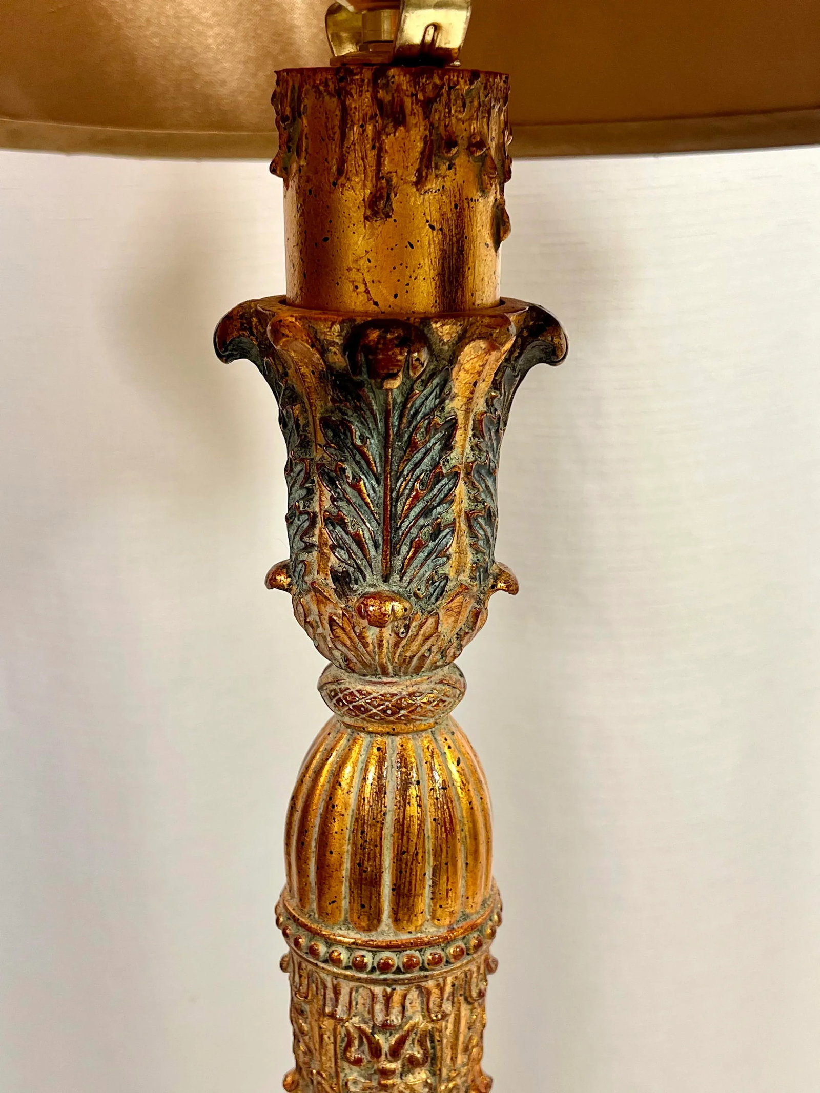 Vintage Regency Gilt Tassel Candlestick Table Lamp - 7