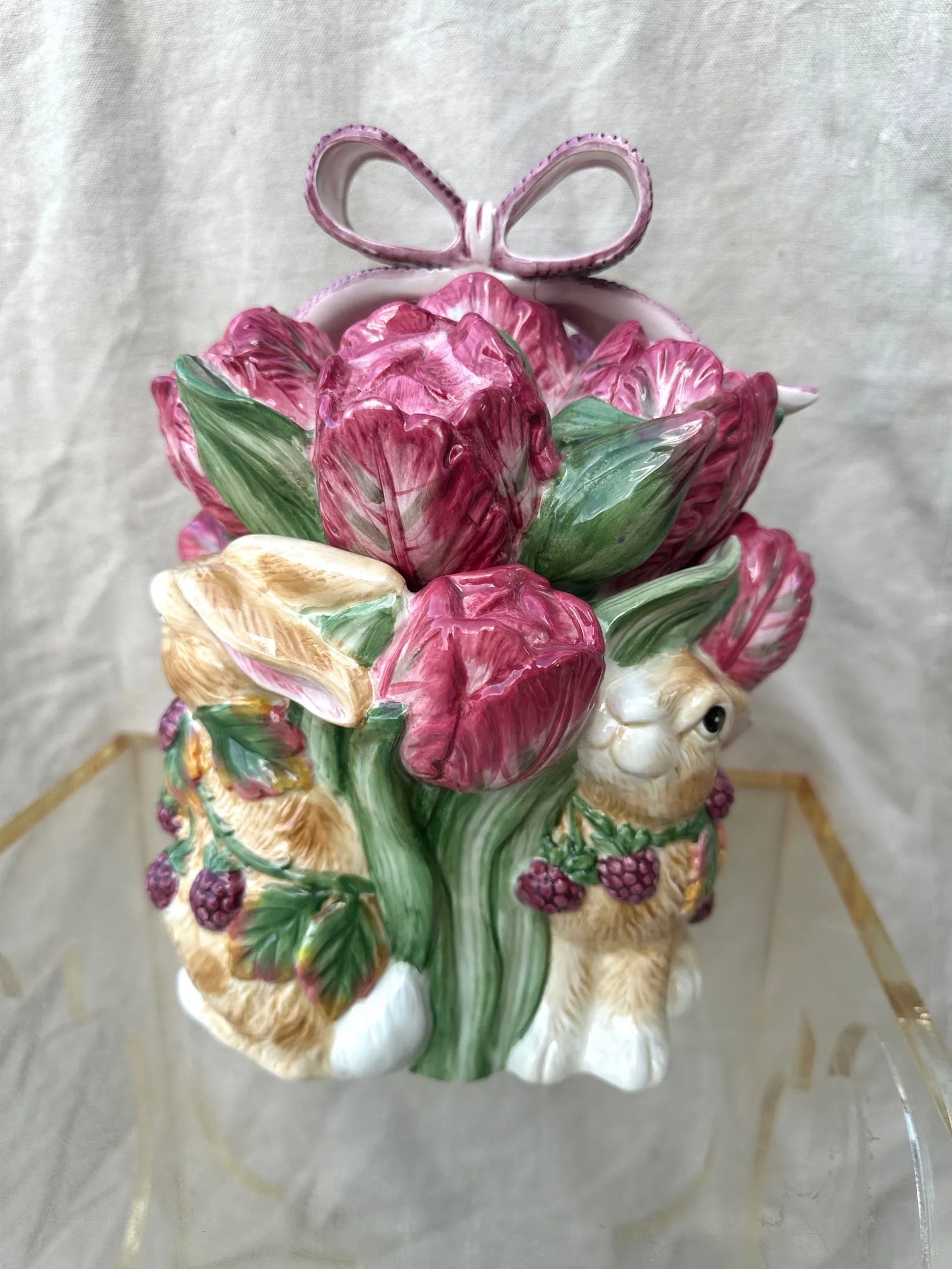 Fitz & Floyd Blackberry Rabbit Cookie Jar - 7