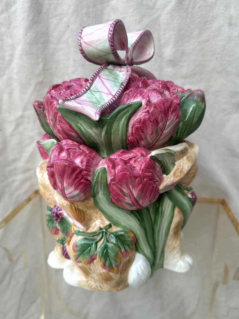 Fitz & Floyd Blackberry Rabbit Cookie Jar - 8