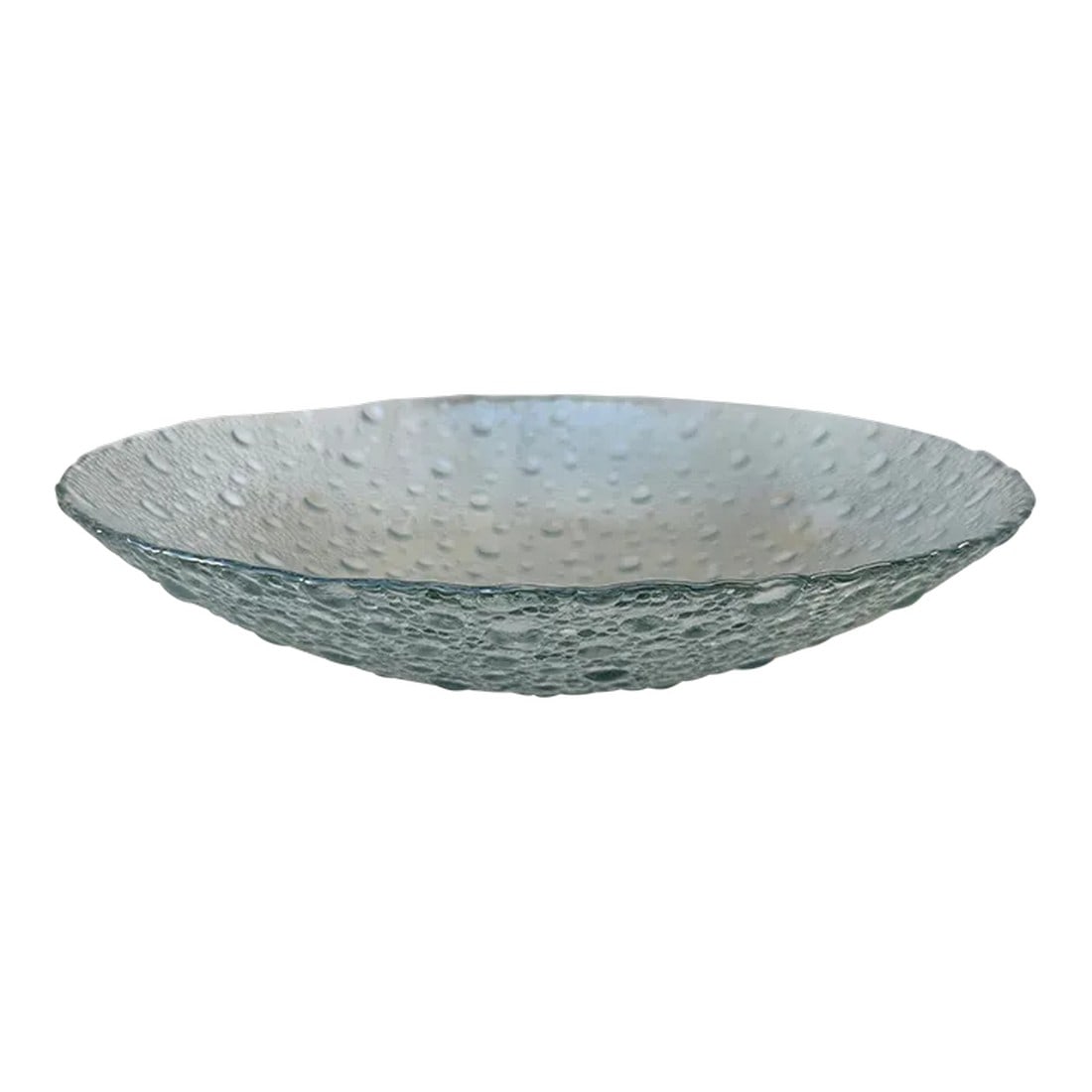 Pavel Panek Large Glass Bubble Bowl: Vintage Pavel Panek Glass Bubble Bowl, perfect for fruit or decorative balls or just by itself is still amazing. Produced in Czechoslovakia in 1970 in Libochvice glass factory. 15.5in round x