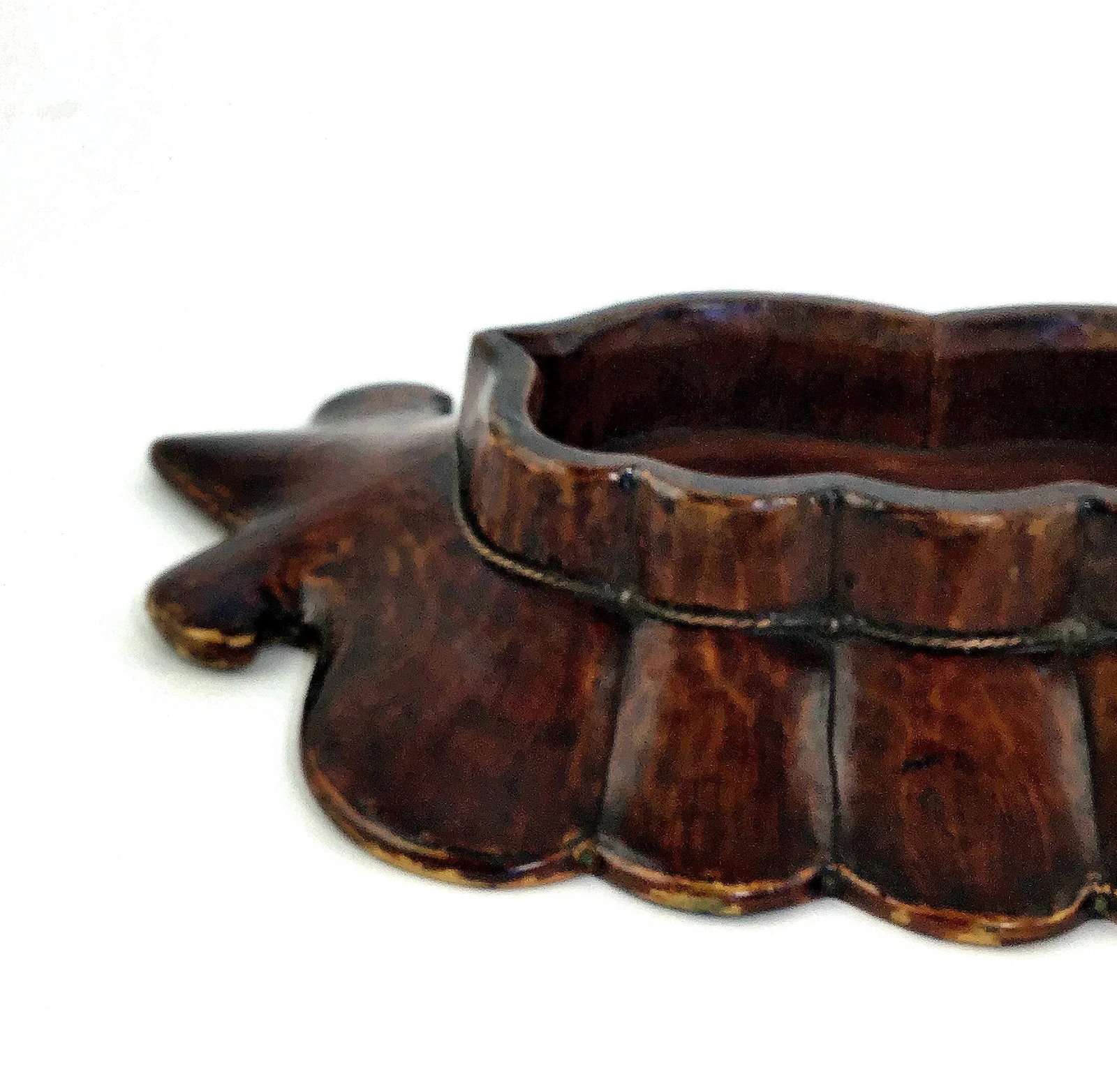 1900s Chinese Wood Platter Tray With Gold Painting - 10