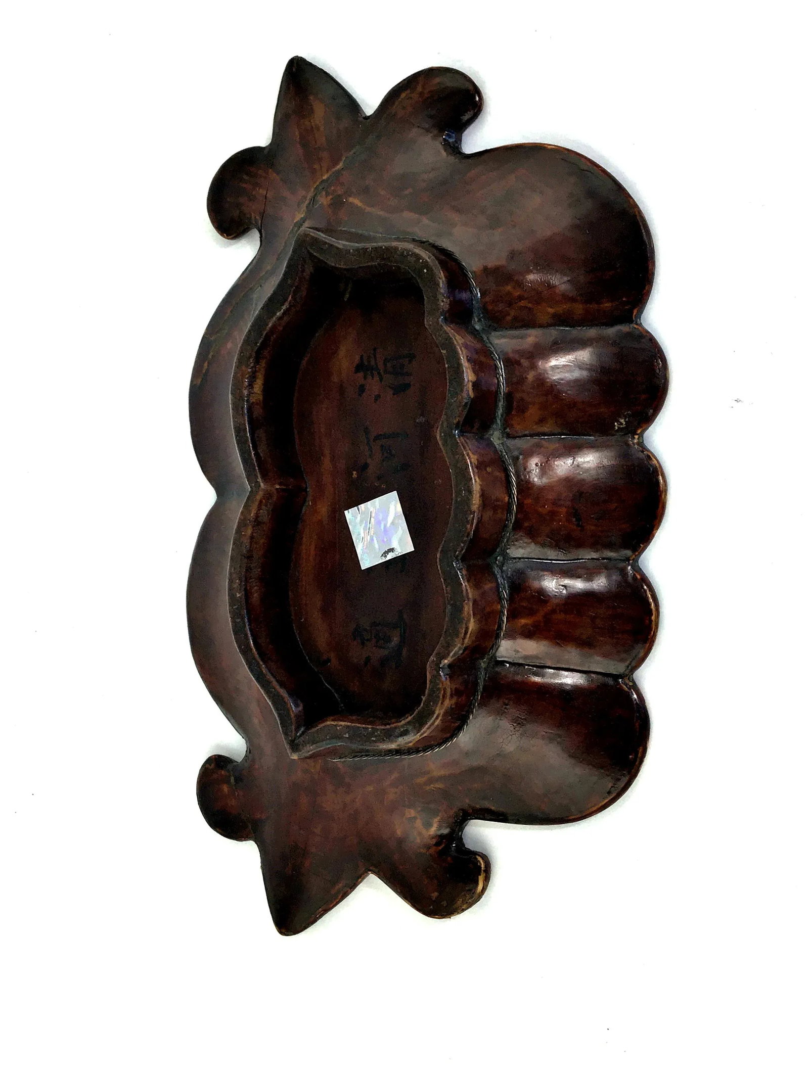 1900s Chinese Wood Platter Tray With Gold Painting - 8