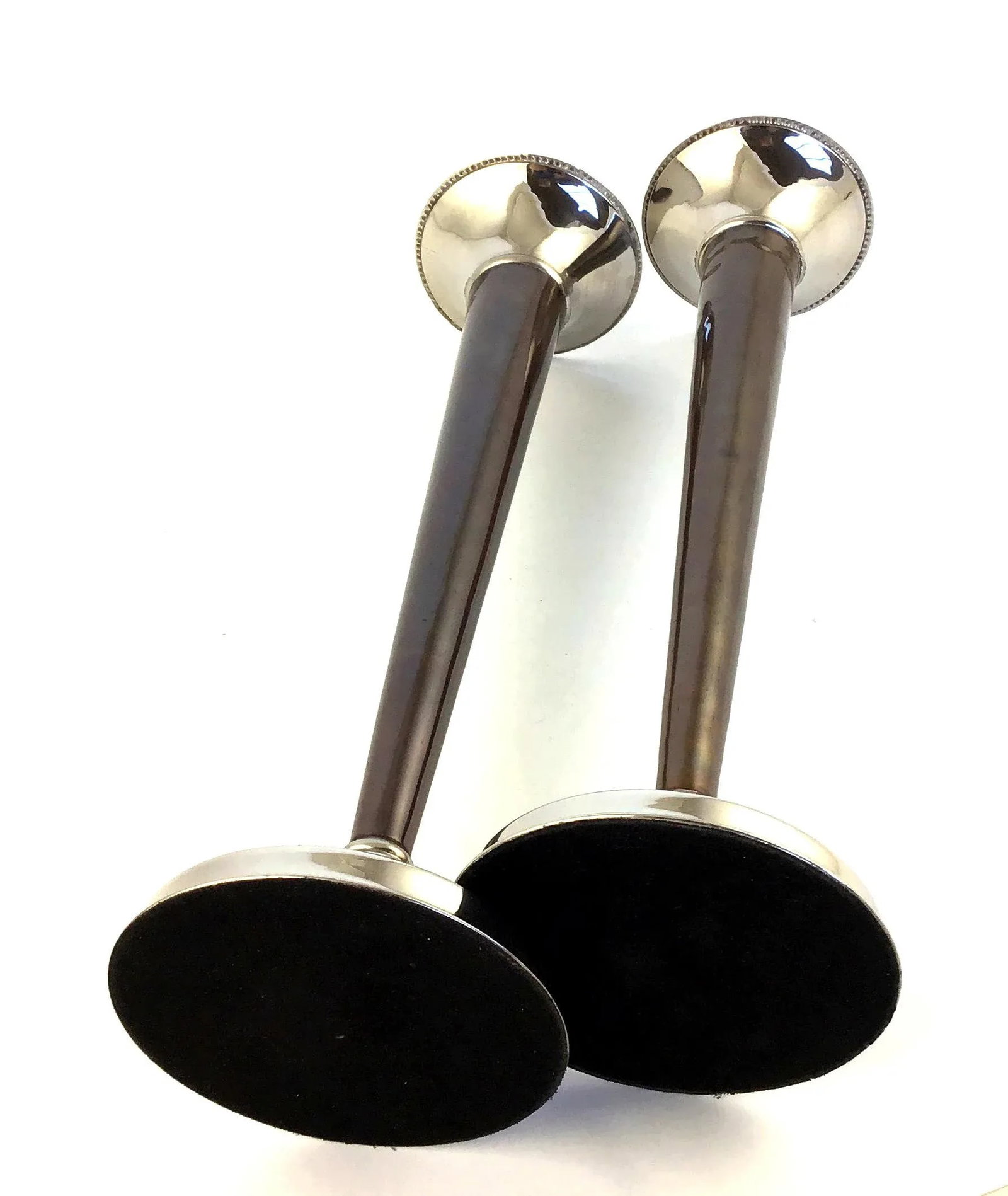 1960s Tall Silver & Bronze Art Deco Candle Holders - a Pair - 11