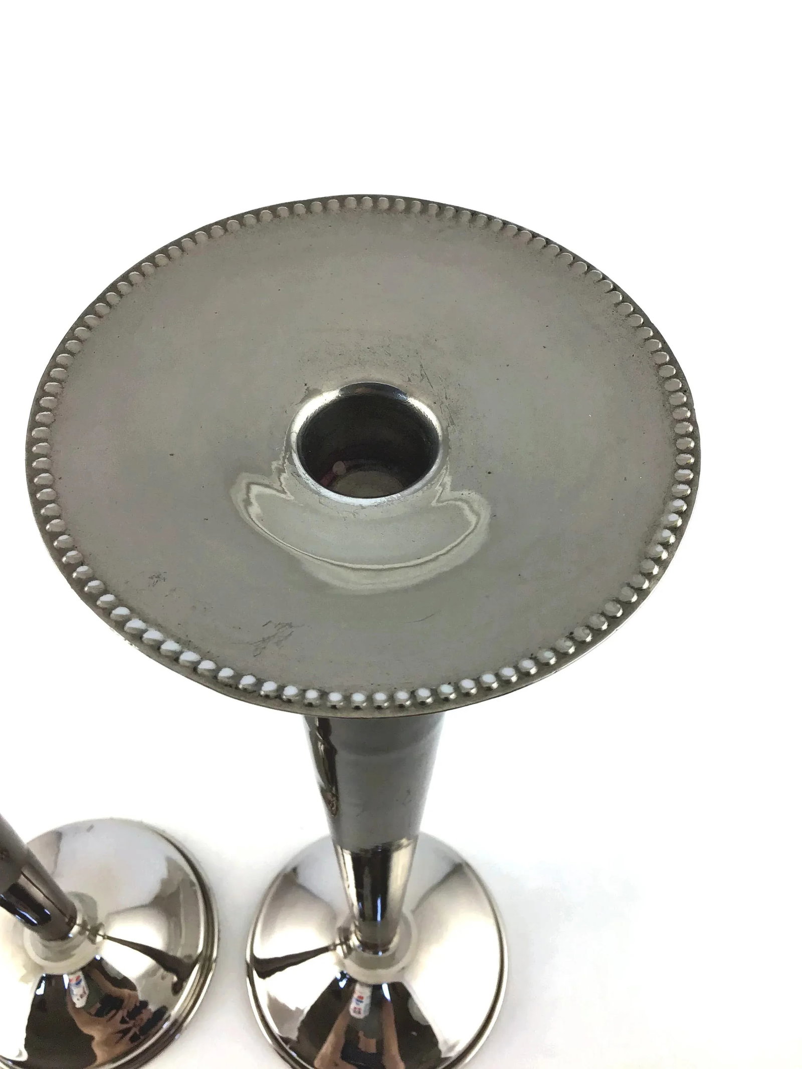 1960s Tall Silver & Bronze Art Deco Candle Holders - a Pair - 6