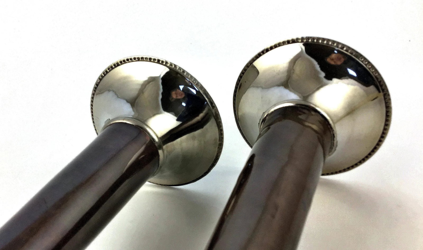 1960s Tall Silver & Bronze Art Deco Candle Holders - a Pair - 8