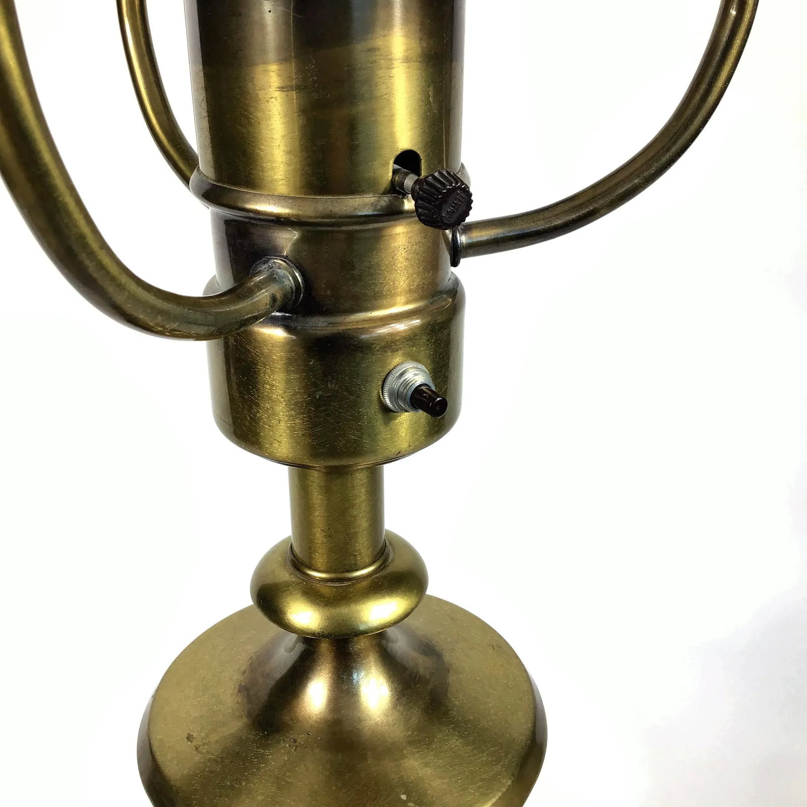 1950s Large Brass Neoclassical Table Lamp With Shade - 6