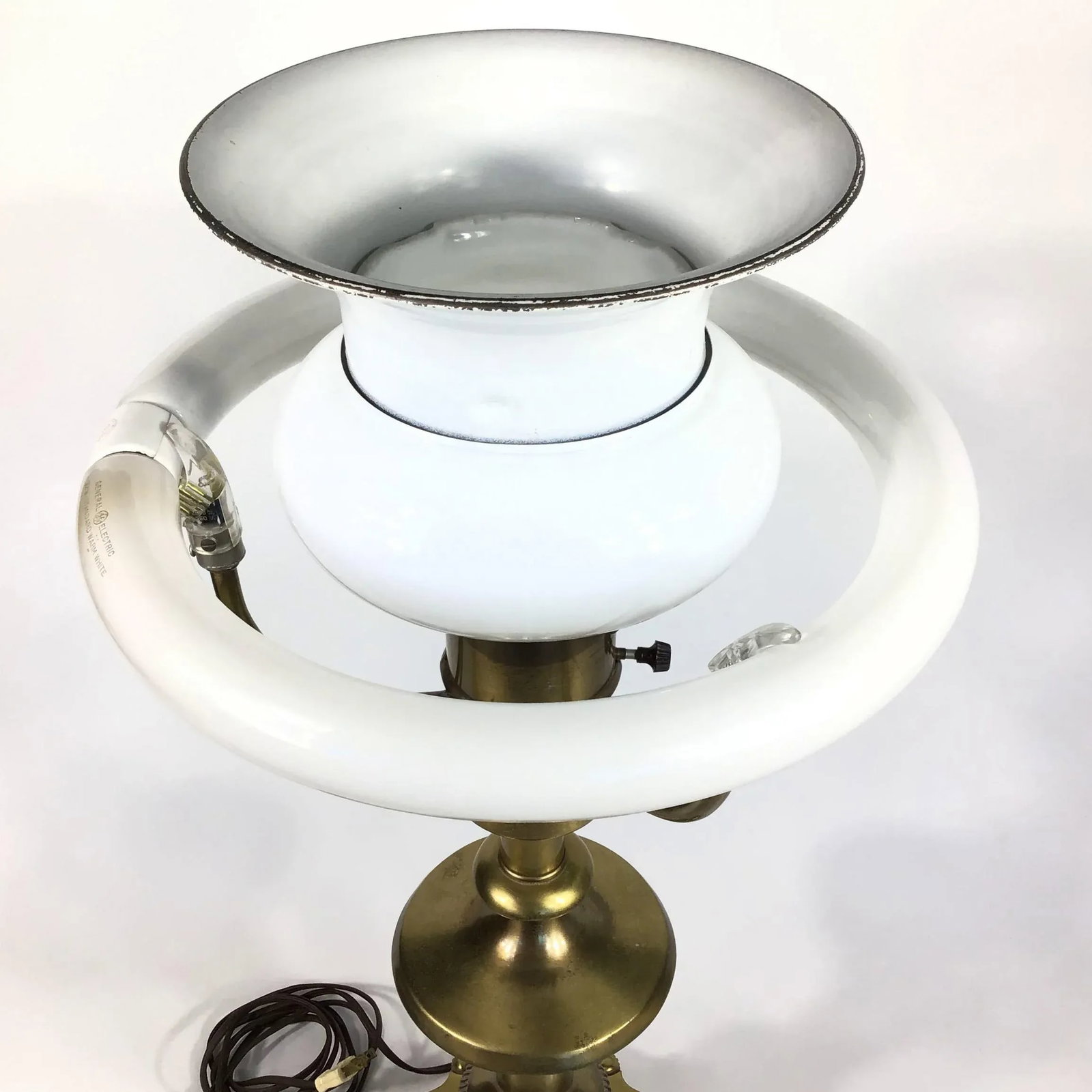 1950s Large Brass Neoclassical Table Lamp With Shade - 7