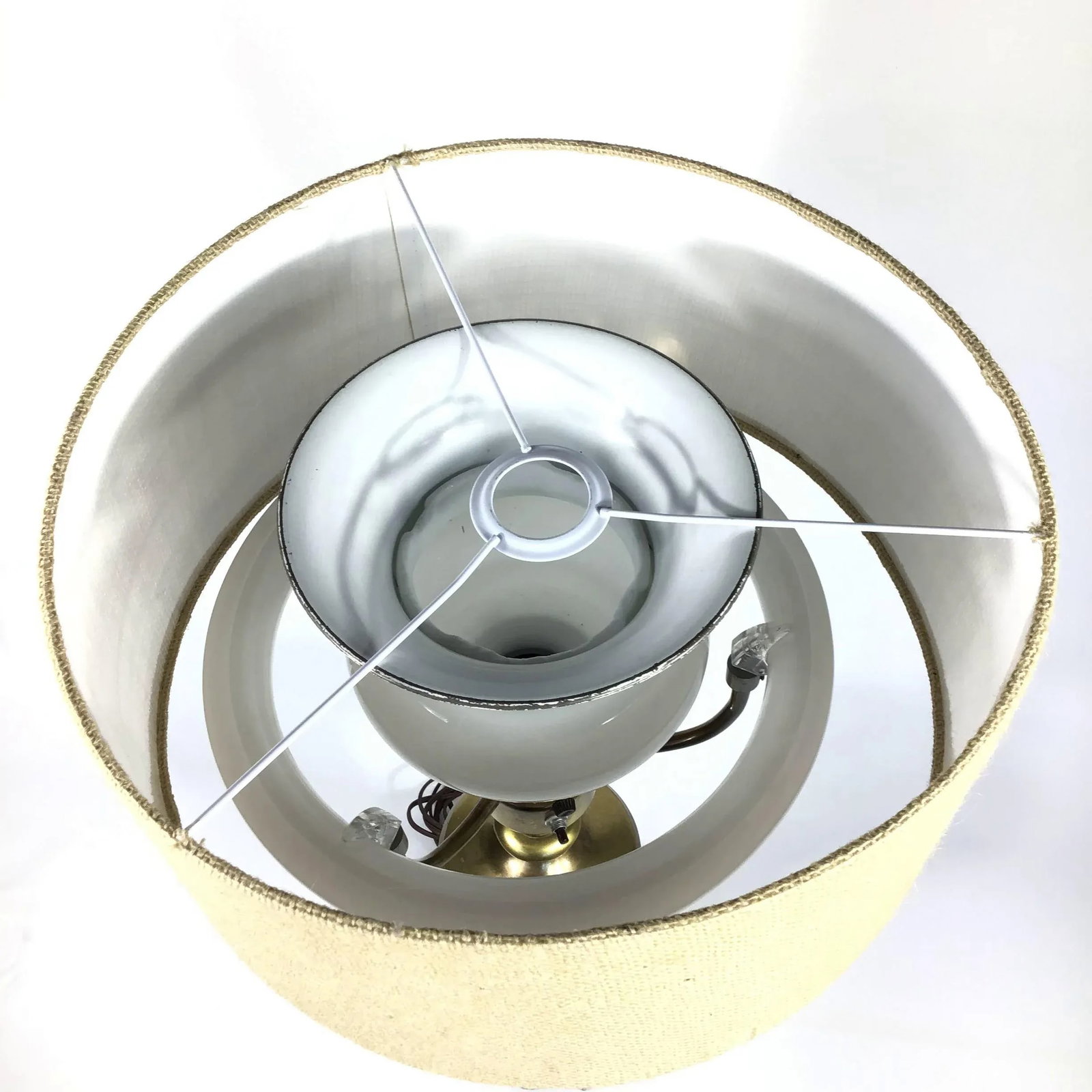 1950s Large Brass Neoclassical Table Lamp With Shade - 9