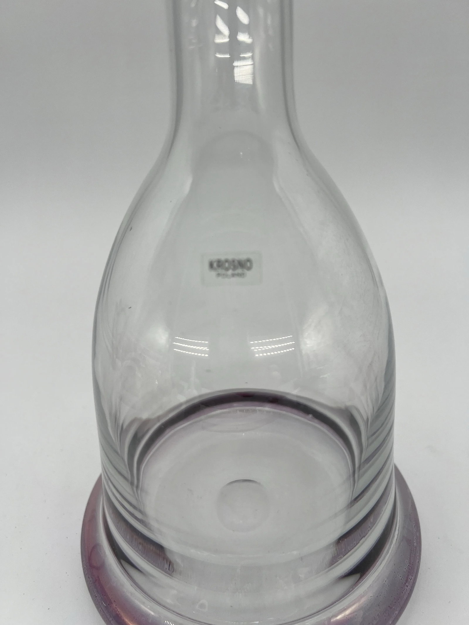 Vintage Kronos Poland Crystal Decanter Amethyst to Clear - 3