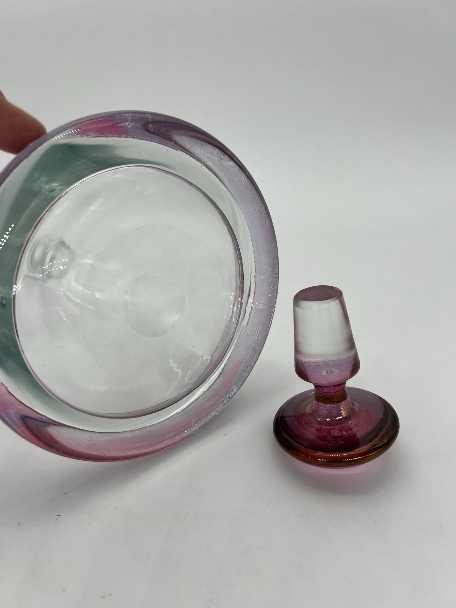 Vintage Kronos Poland Crystal Decanter Amethyst to Clear - 4