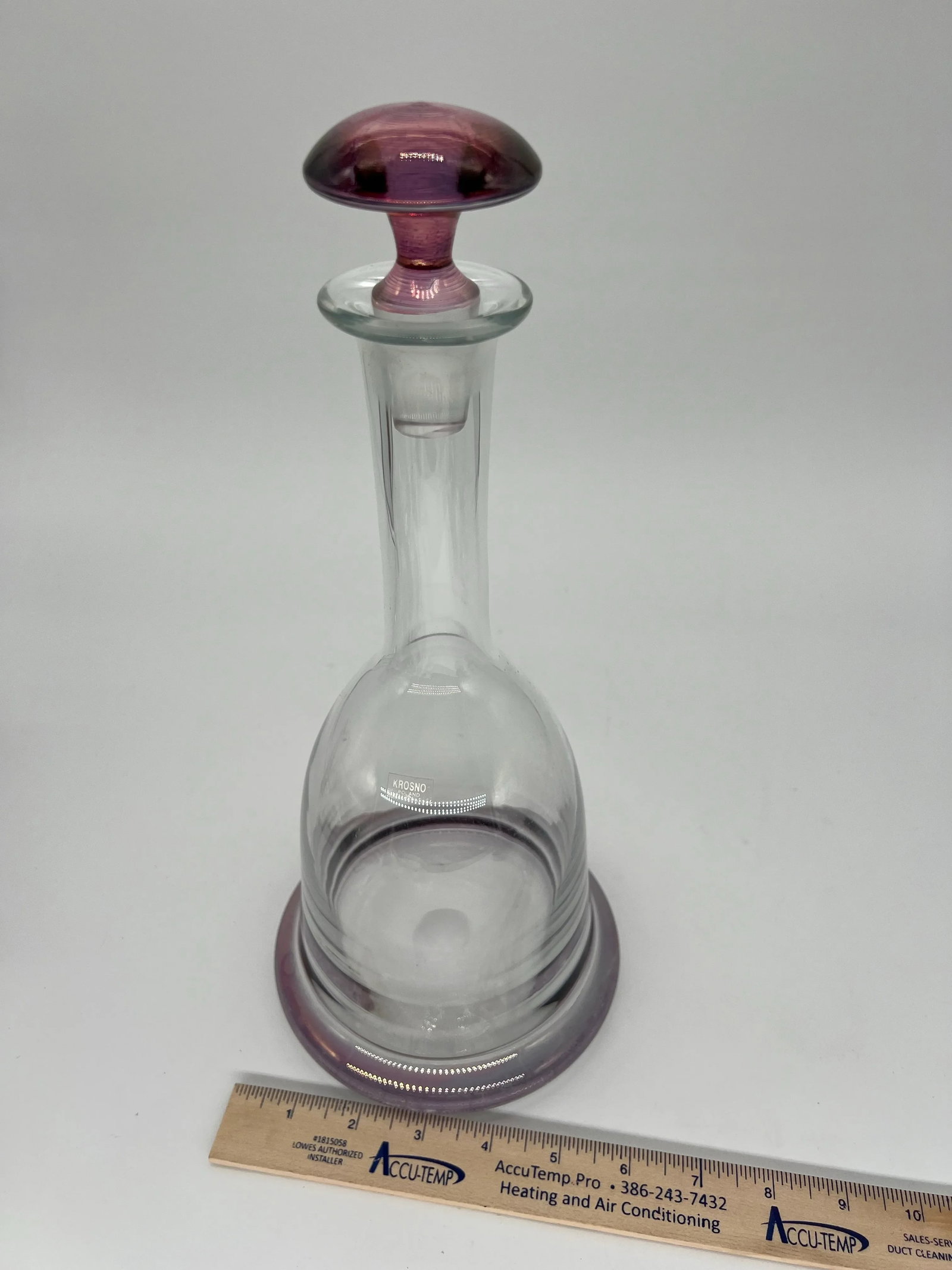 Vintage Kronos Poland Crystal Decanter Amethyst to Clear - 6