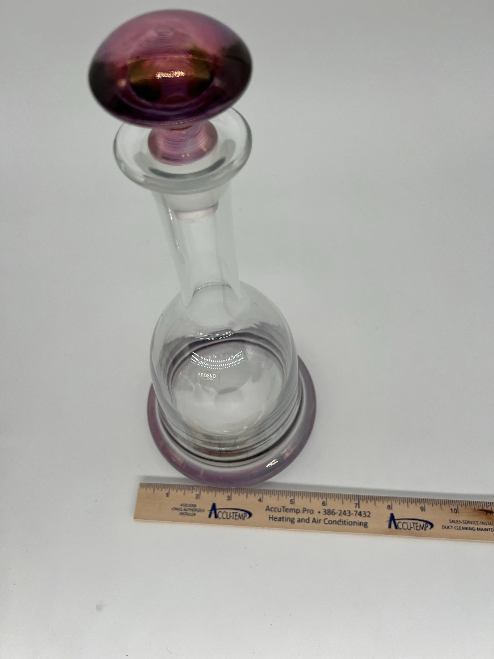 Vintage Kronos Poland Crystal Decanter Amethyst to Clear - 7