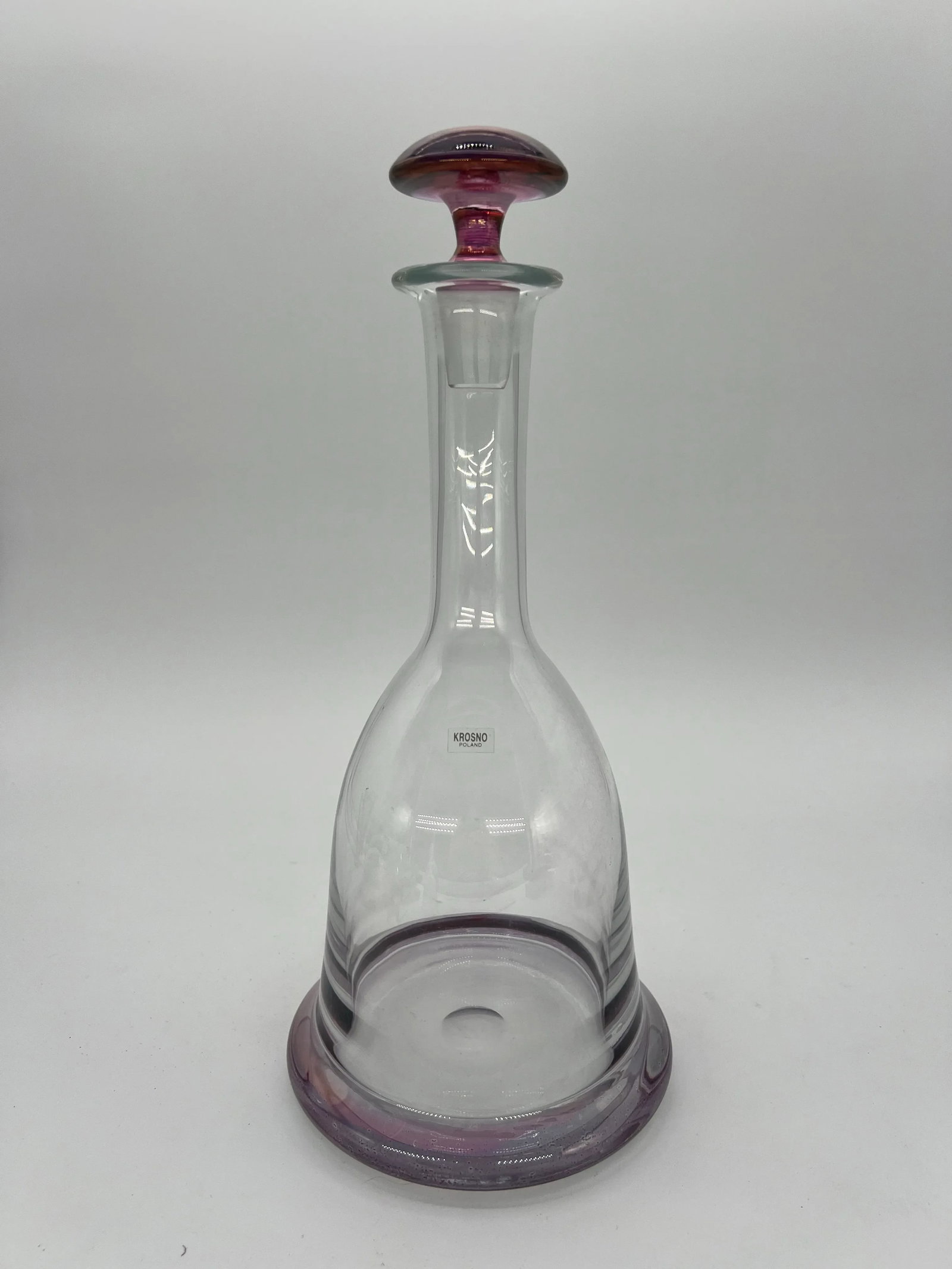Vintage Kronos Poland Crystal Decanter Amethyst to Clear - 9