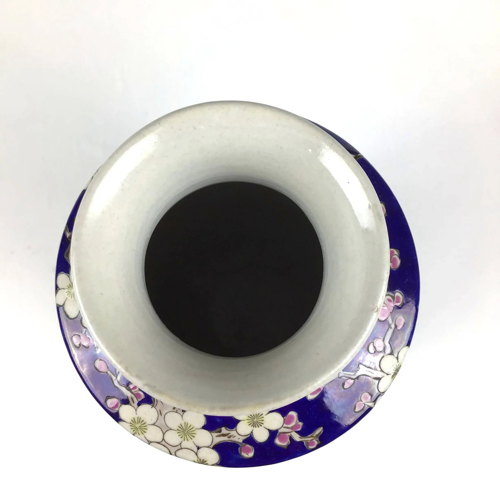 1950's Vintage Japan Double Peacock Cobalt Hand Painted Vase - 8