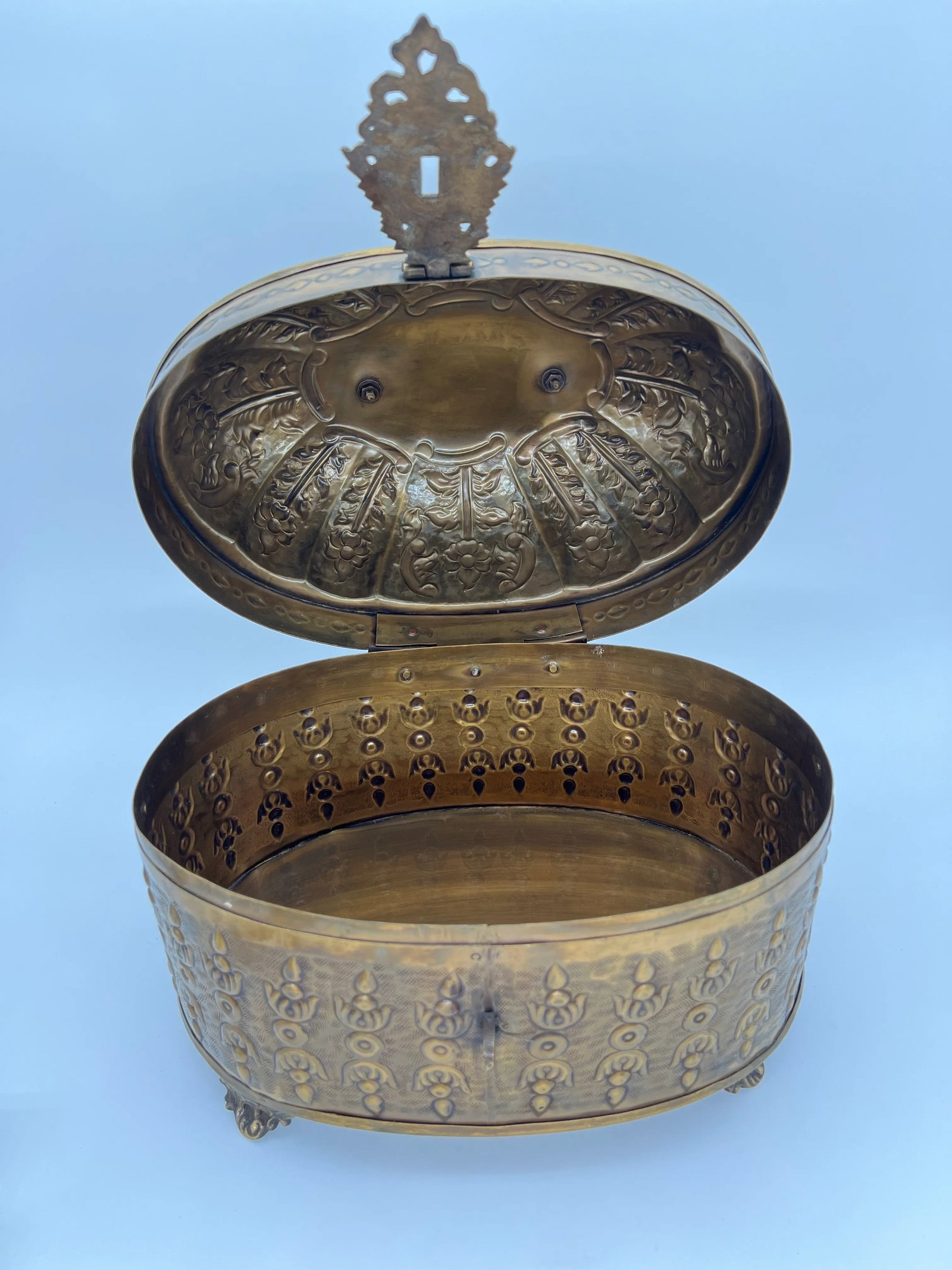 Large Ornate Brass Casket or Table Box - 10