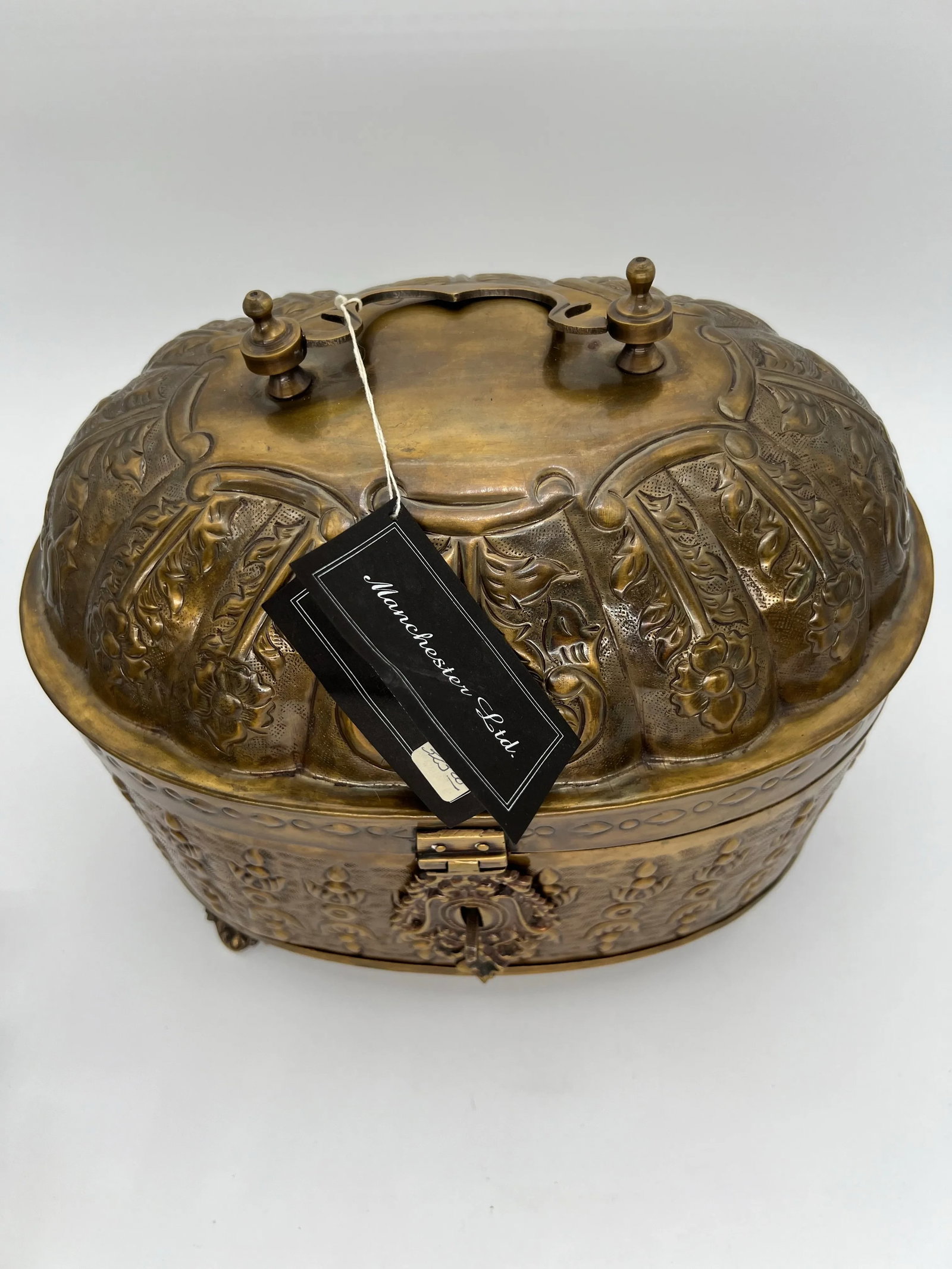 Large Ornate Brass Casket or Table Box - 12