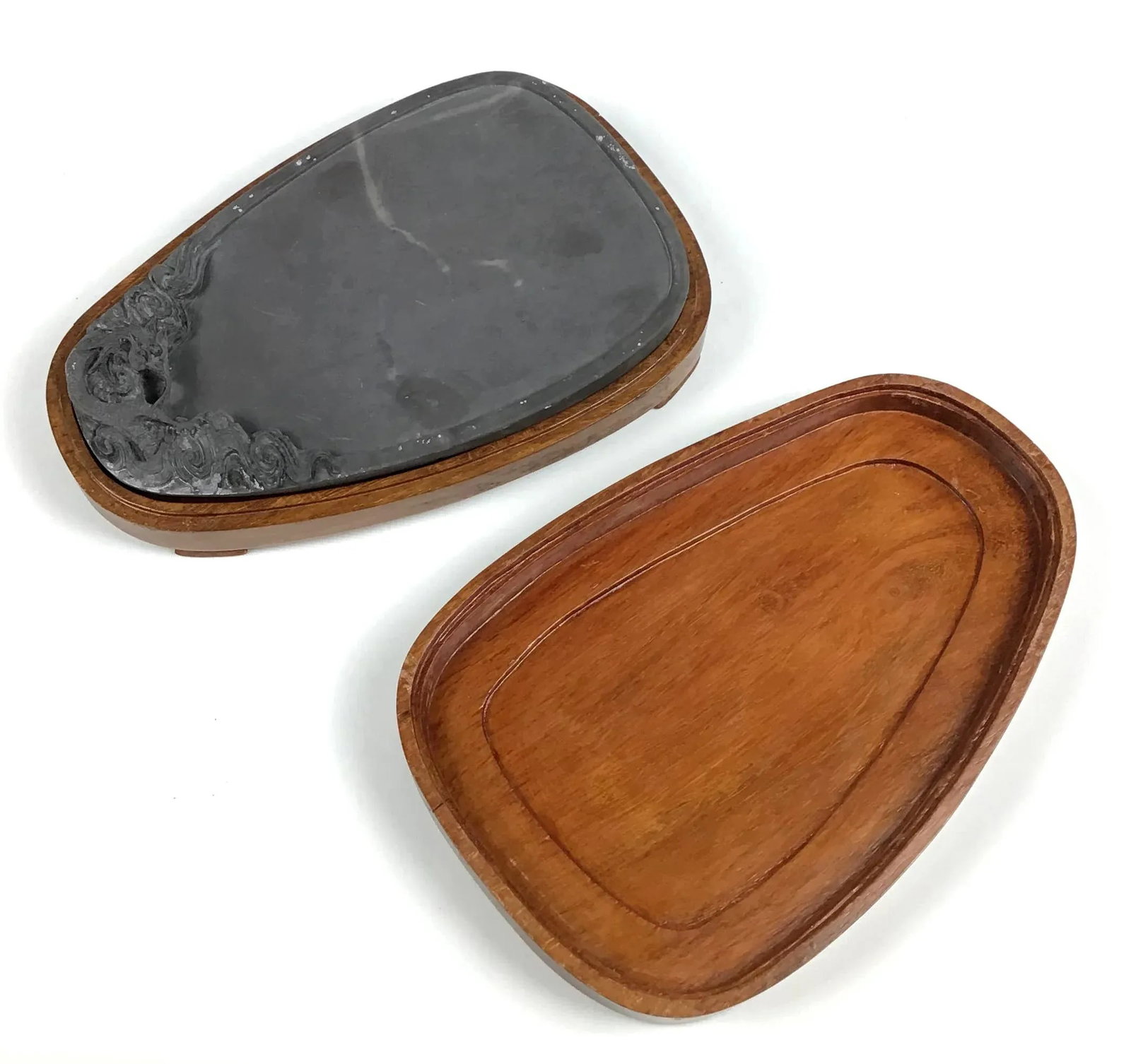 1920s Chinese Calligraphy Ink Stone With Wood Box - 2