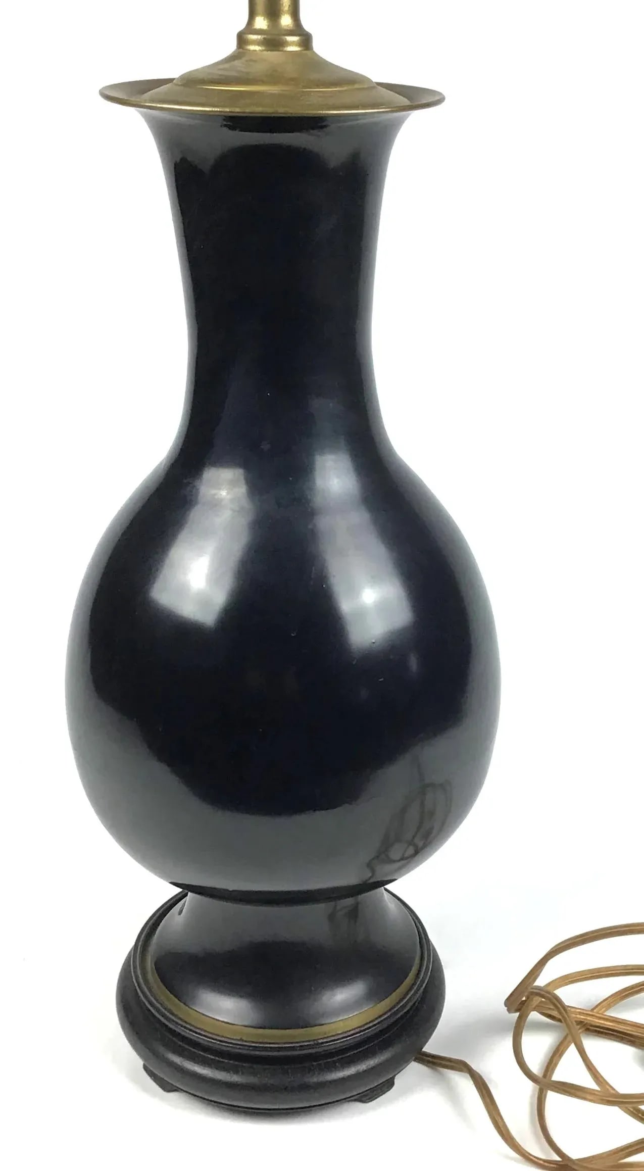 1950s Black Cloisonné Table Lamp With Mother of Pearl Details - 8