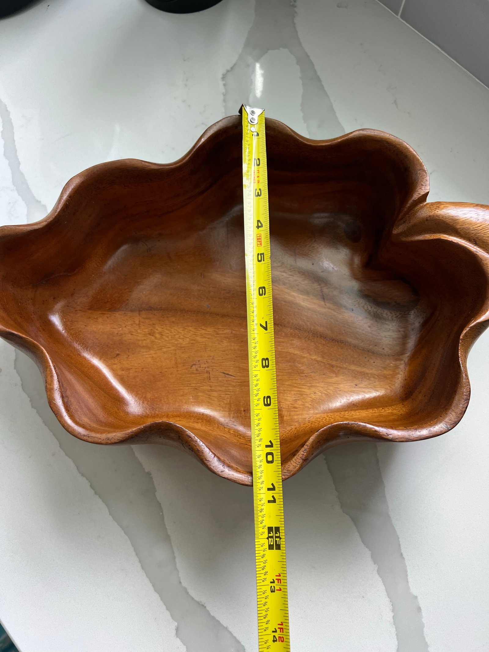 Mid Century Monkey Pod Wood Hawaiian Leaf Shaped Bowl - 3