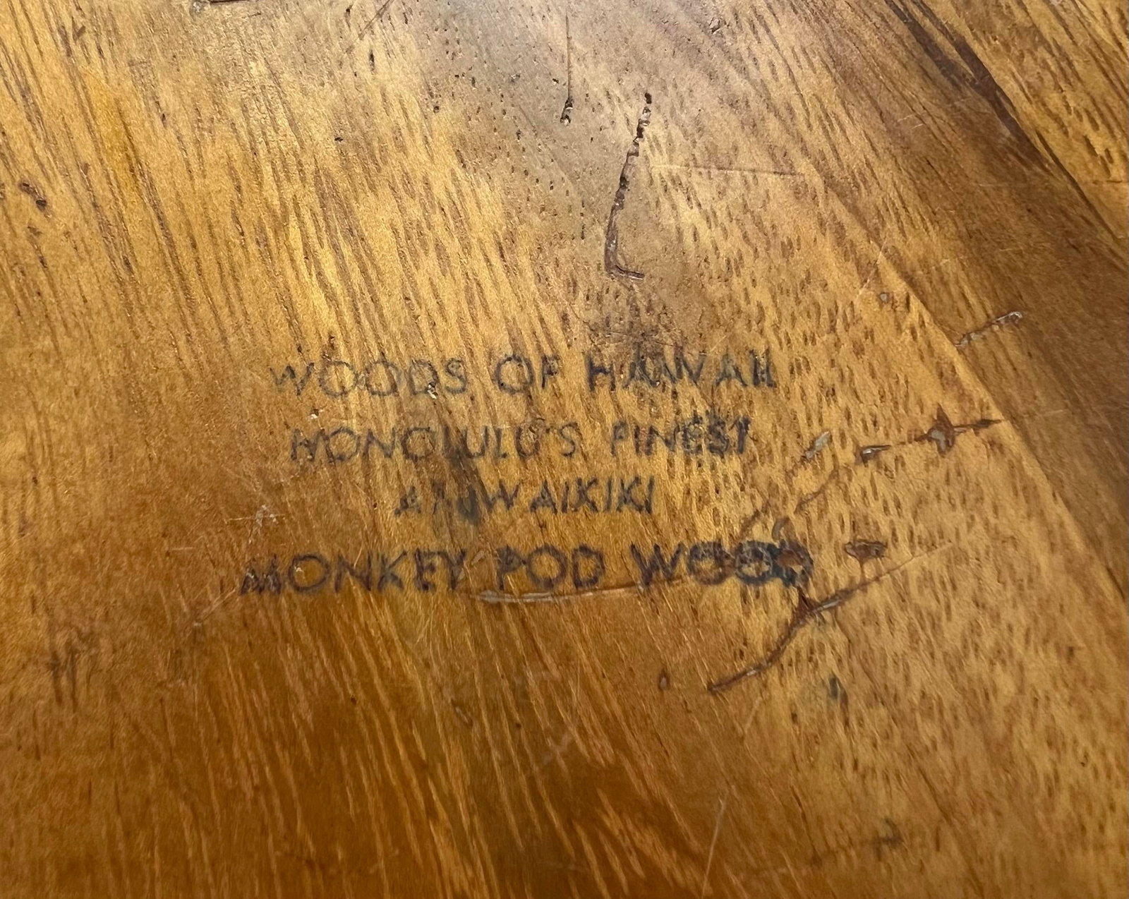 Mid Century Monkey Pod Wood Hawaiian Leaf Shaped Bowl - 5