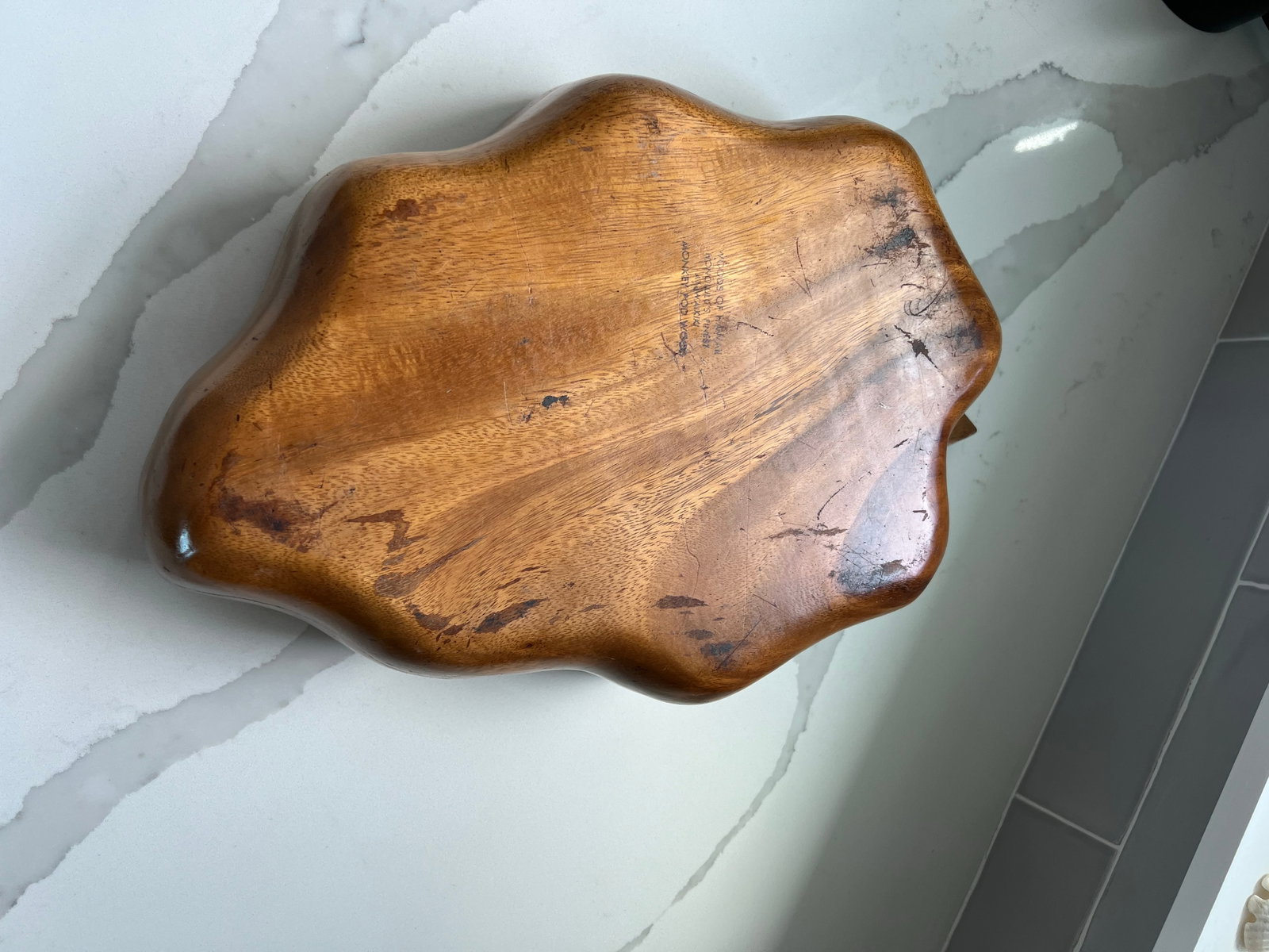 Mid Century Monkey Pod Wood Hawaiian Leaf Shaped Bowl - 6