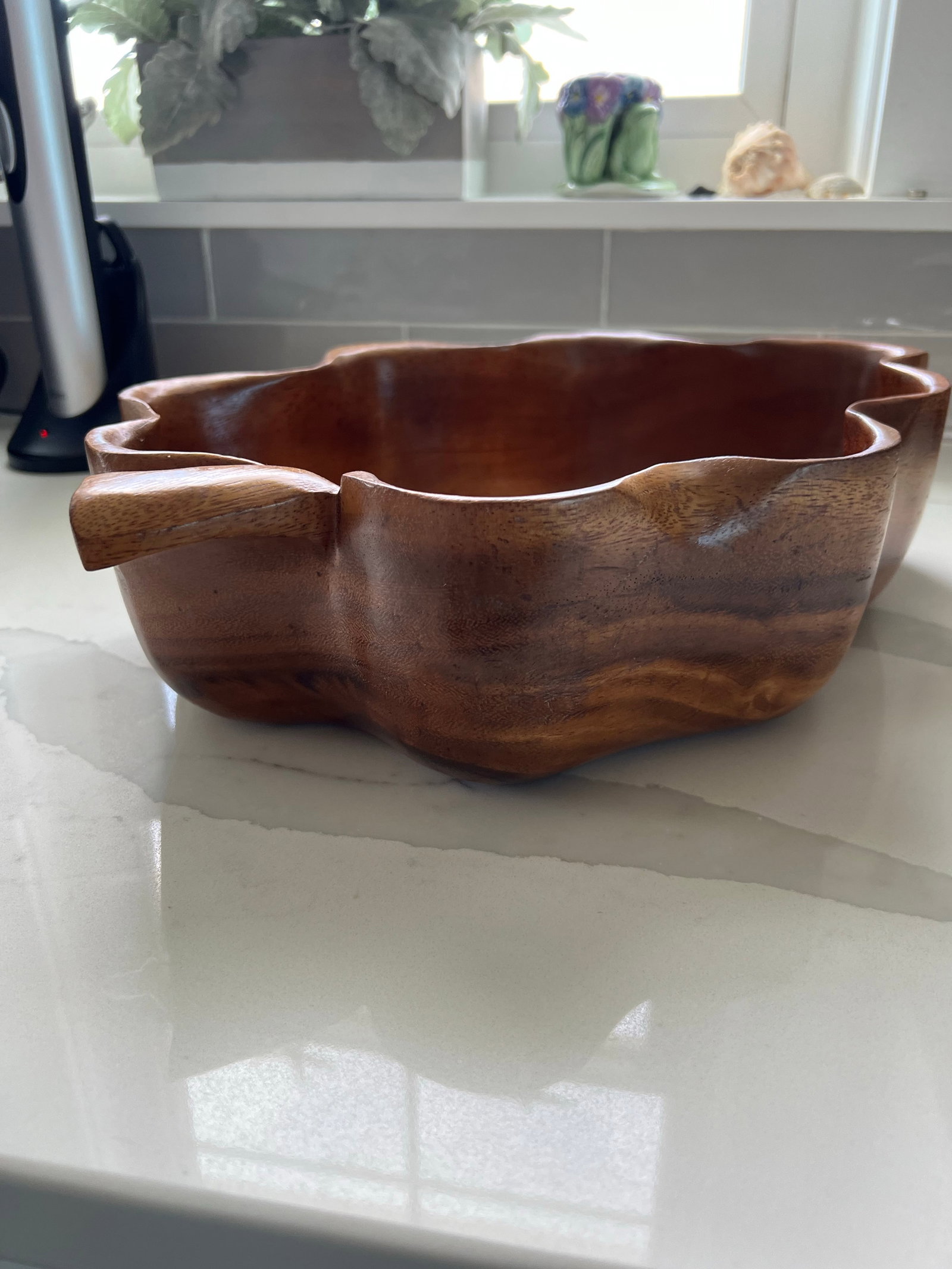 Mid Century Monkey Pod Wood Hawaiian Leaf Shaped Bowl - 7