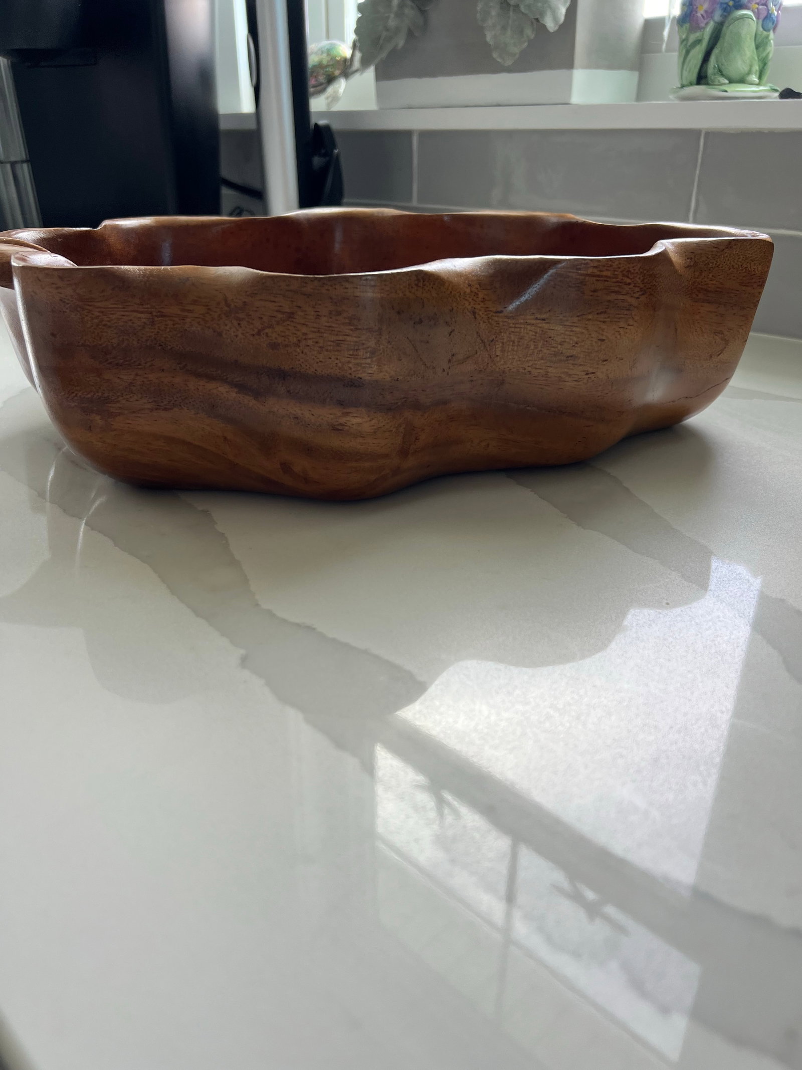 Mid Century Monkey Pod Wood Hawaiian Leaf Shaped Bowl - 9