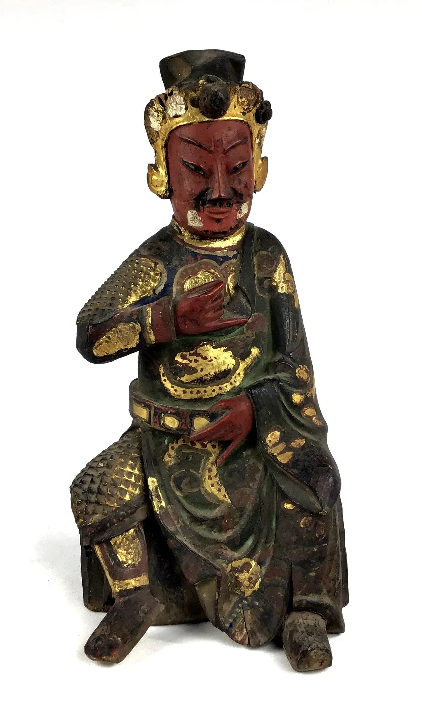 Late 18th Century Antique Chinese Carved Gilt Gold Wood Alter Statue - 13
