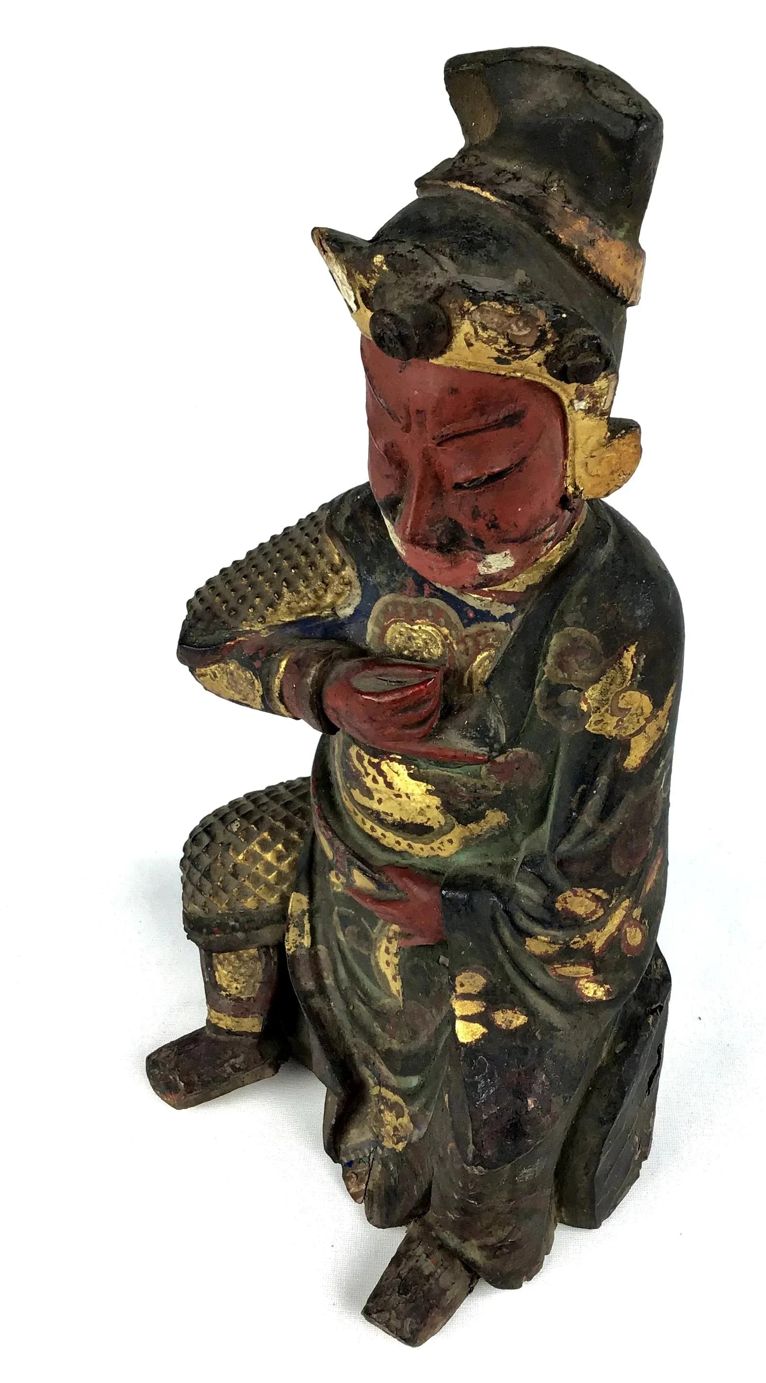 Late 18th Century Antique Chinese Carved Gilt Gold Wood Alter Statue - 3