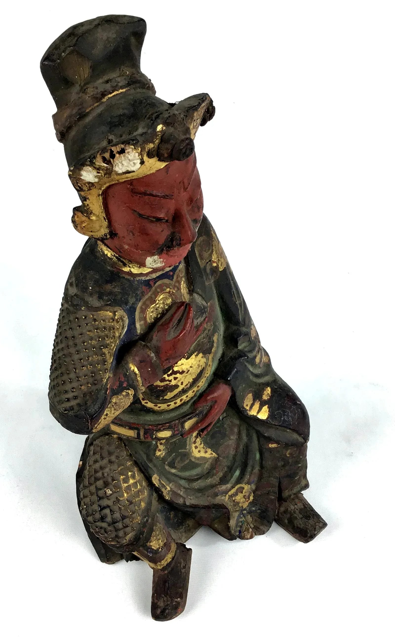 Late 18th Century Antique Chinese Carved Gilt Gold Wood Alter Statue - 4