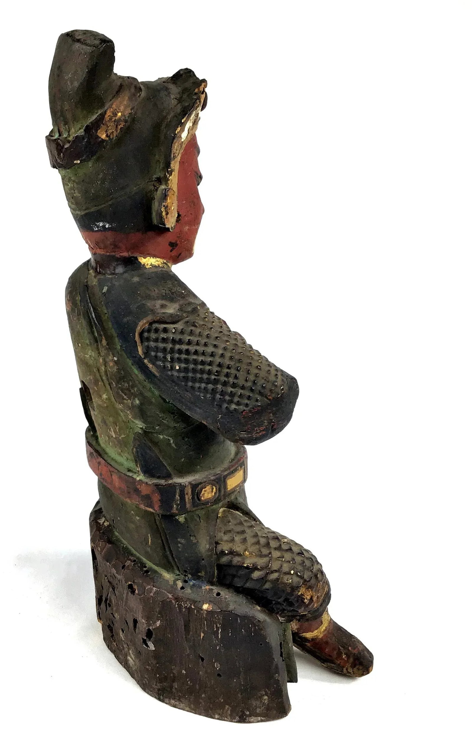 Late 18th Century Antique Chinese Carved Gilt Gold Wood Alter Statue - 5