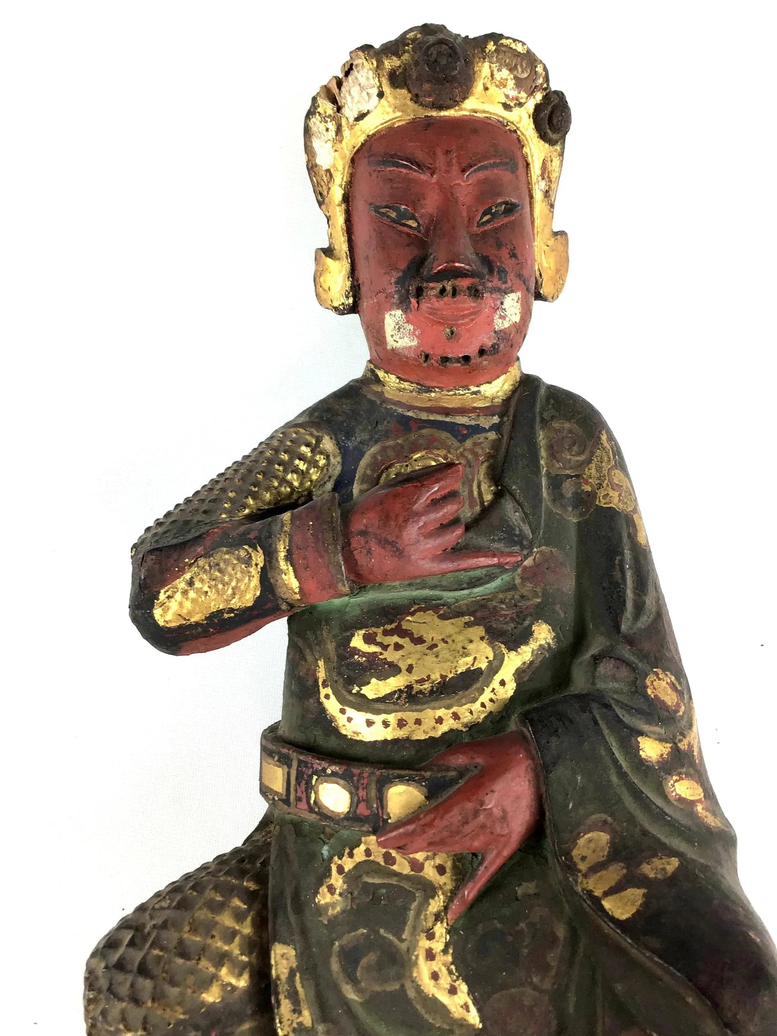 Late 18th Century Antique Chinese Carved Gilt Gold Wood Alter Statue - 6