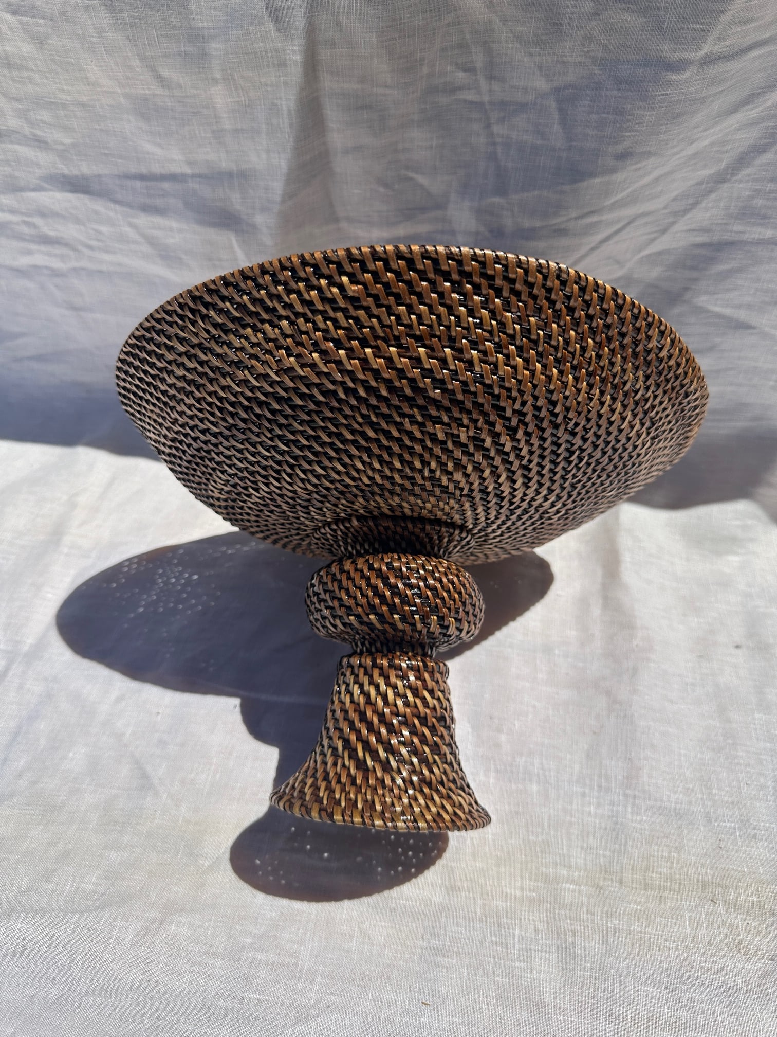 Handcrafted Rattan Pedestal Centerpiece/Bowl - 2