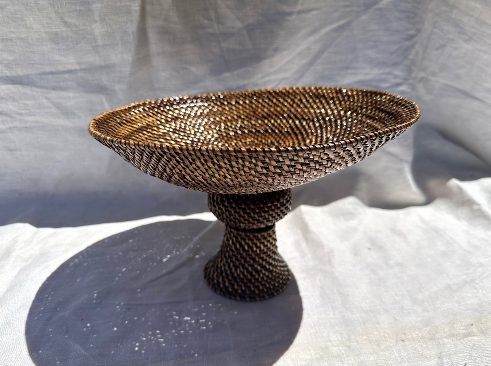 Handcrafted Rattan Pedestal Centerpiece/Bowl - 3