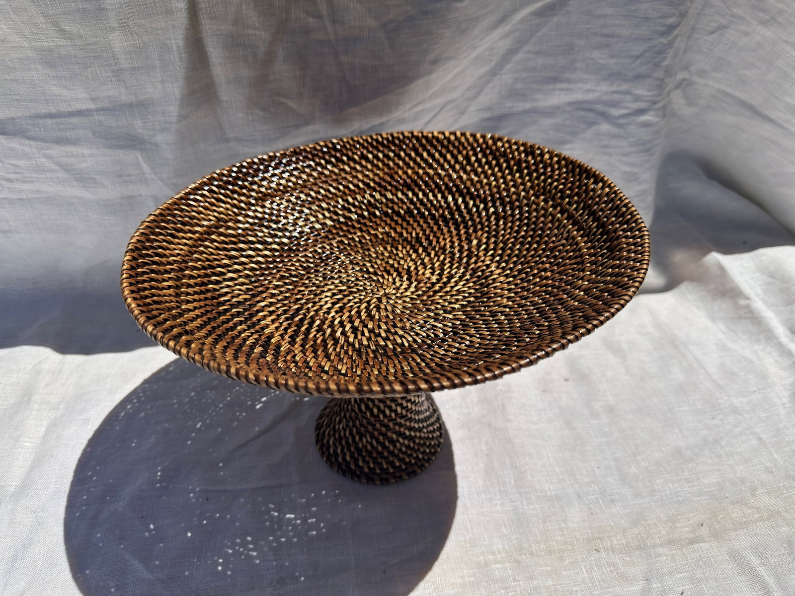 Handcrafted Rattan Pedestal Centerpiece/Bowl - 4