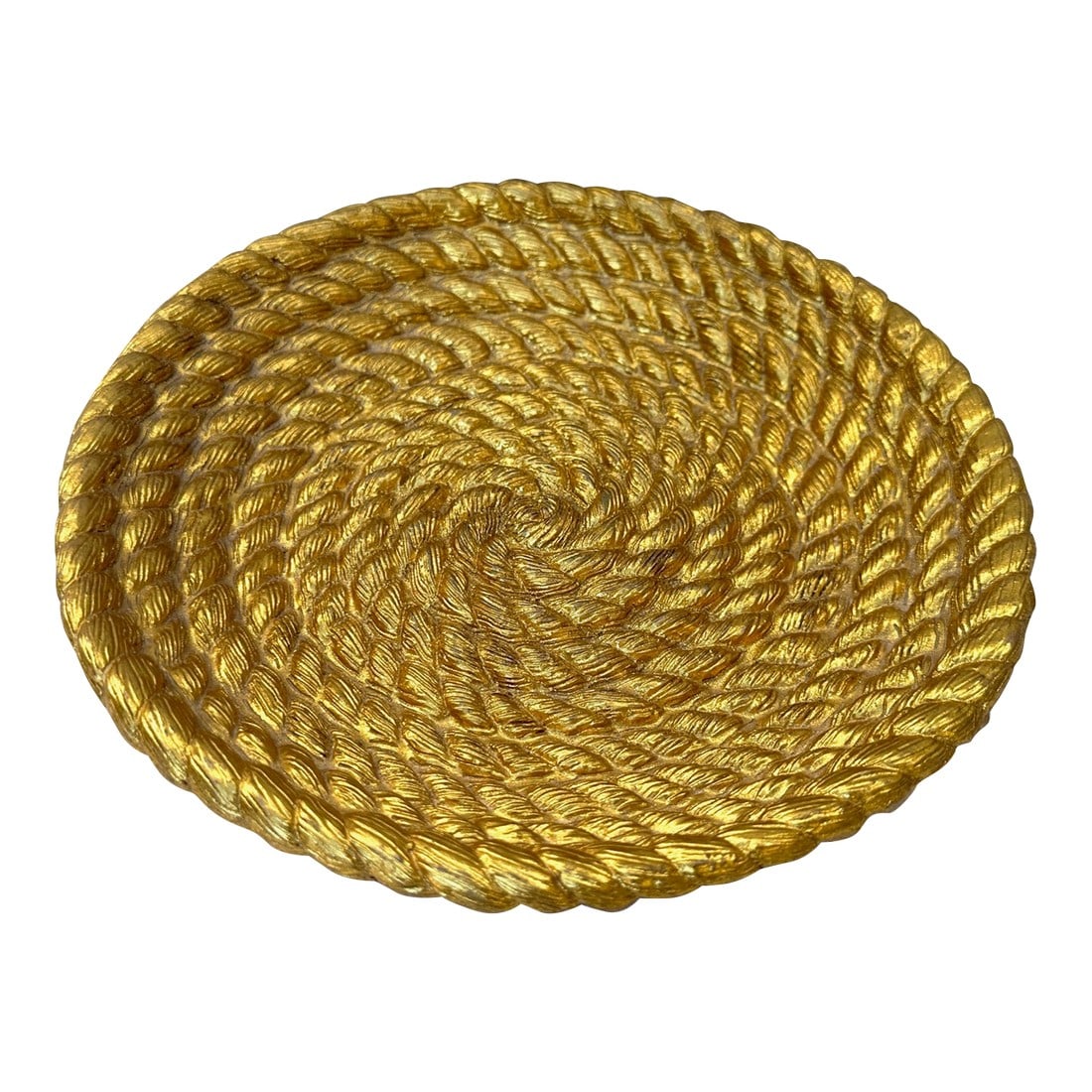 Vintage Gold Ceramic Rope Candle Bowl: Vintage Gold Rope Bow/Plate, perfect for a side table for candles or can be used for a catchall or trinket holder. 9in round x 1.5in h Make sure to follow me, I have flash sales for my followers