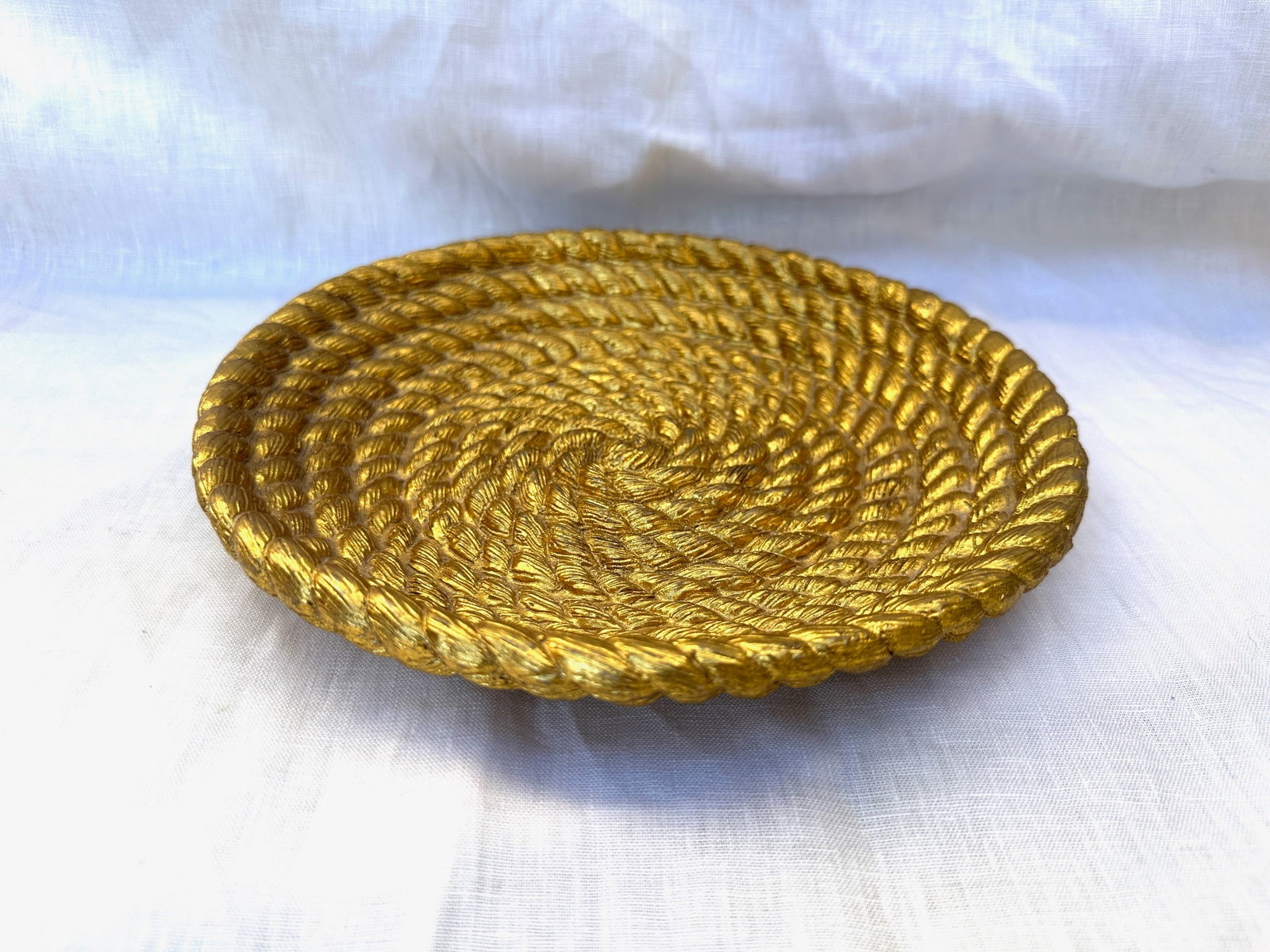 Vintage Gold Ceramic Rope Candle Bowl - 3